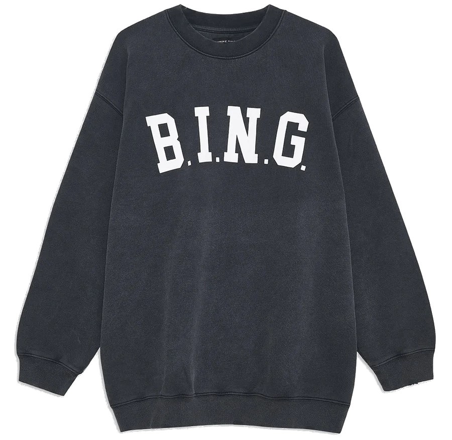 ANINE BING Tyler Bing Sweatshirt in Washed Black XXS