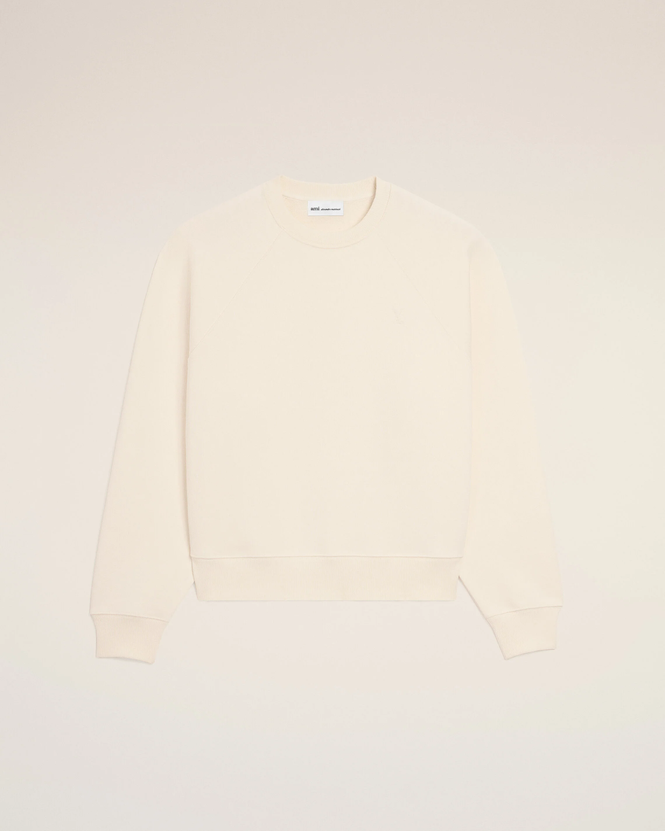 AMI PARIS de Coeur Embossed Sweatshirt in White Cream
