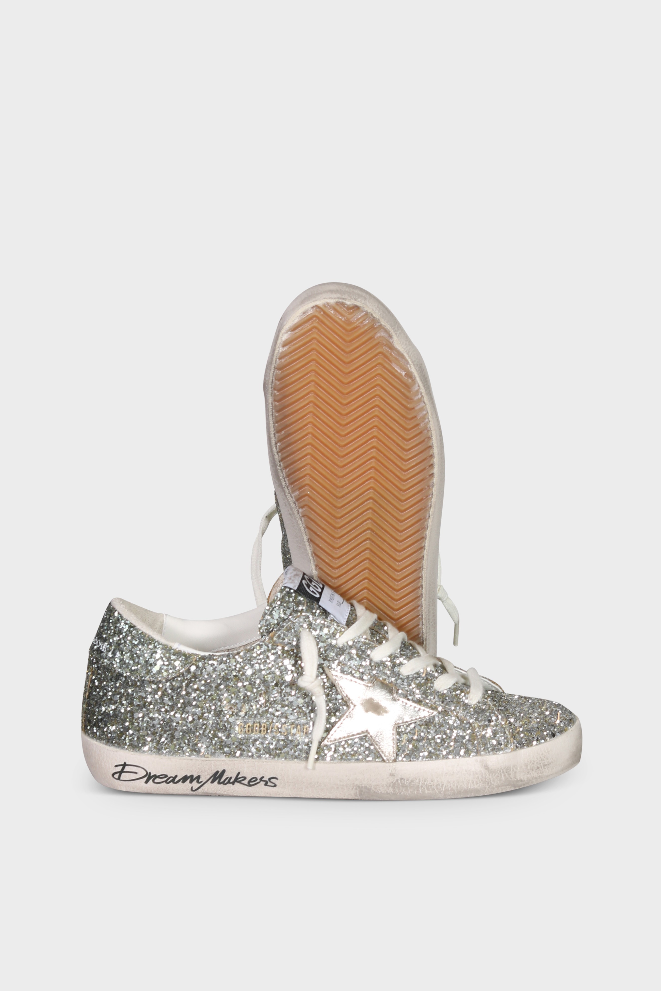 GOLDEN GOOSE Super Star Glitter in Platinum Green
