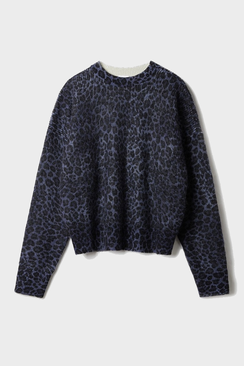 LALA BERLIN Knit Pullover in Dark Navy Leo