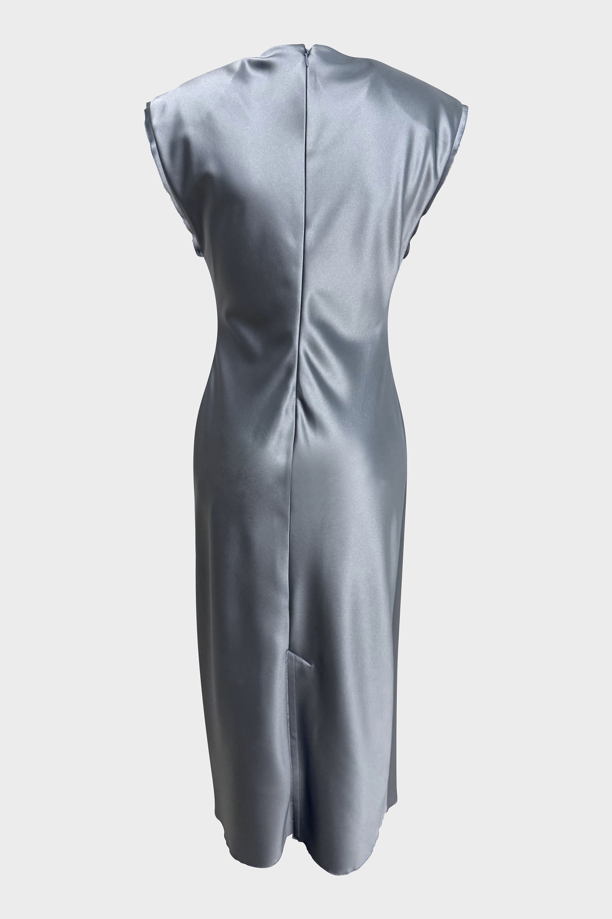 AMI PARIS Satin Long Dress in Sky