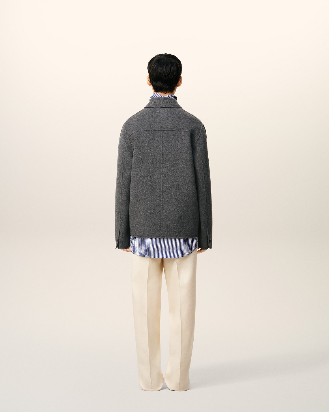 AMI PARIS de Coeur Boxy Fit Wool Jacket in Heather Grey