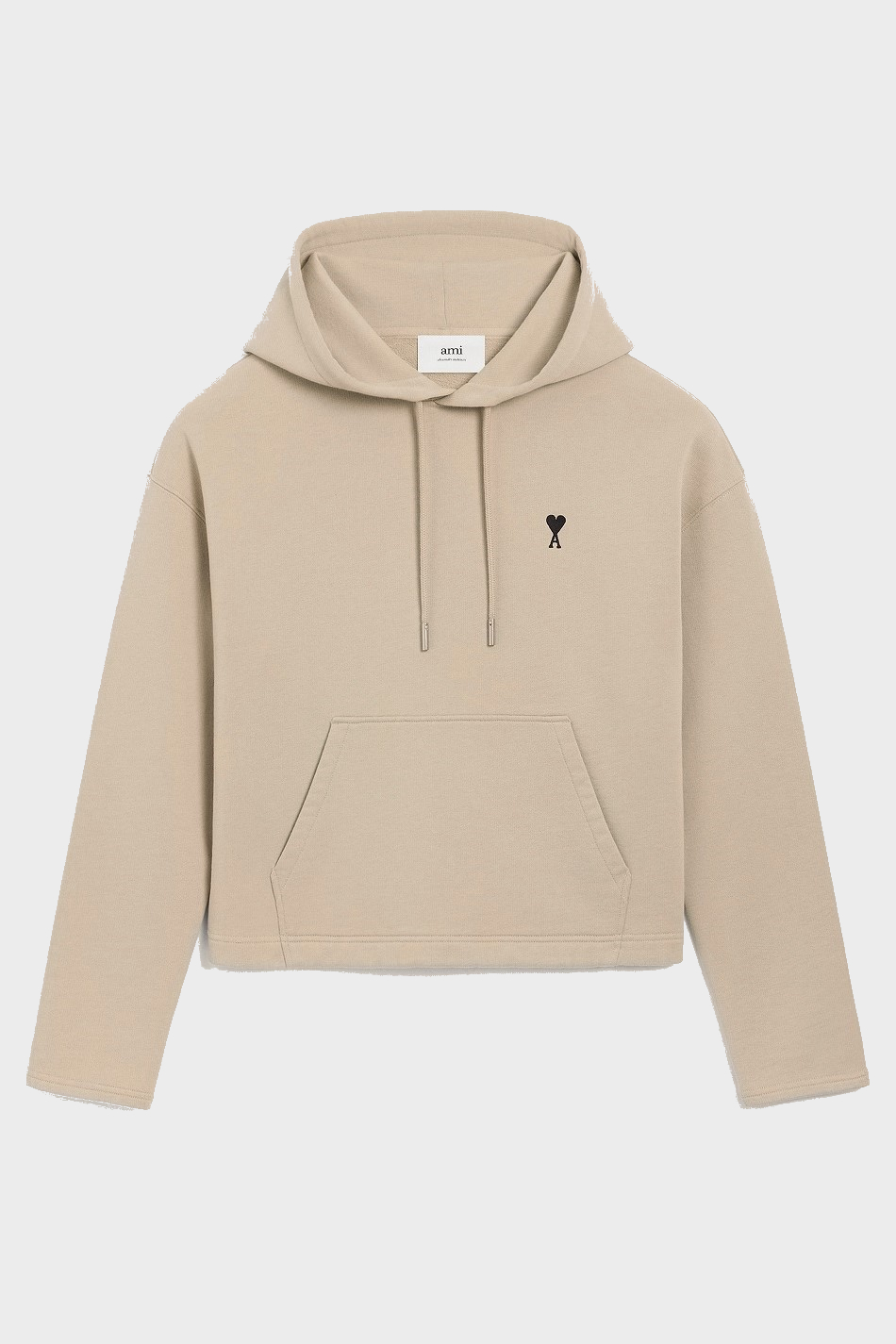 AMI PARIS de Coeur Cropped Sweathoodie in White Coffee