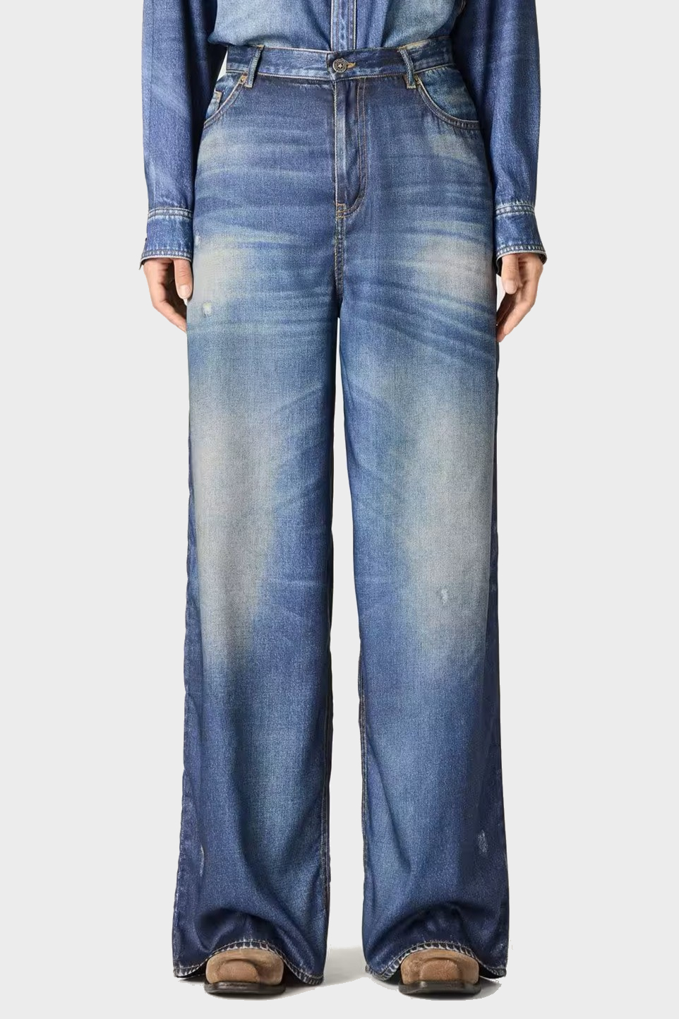 GOLDEN GOOSE Melody Boyfriend Pant Archive Denim Print