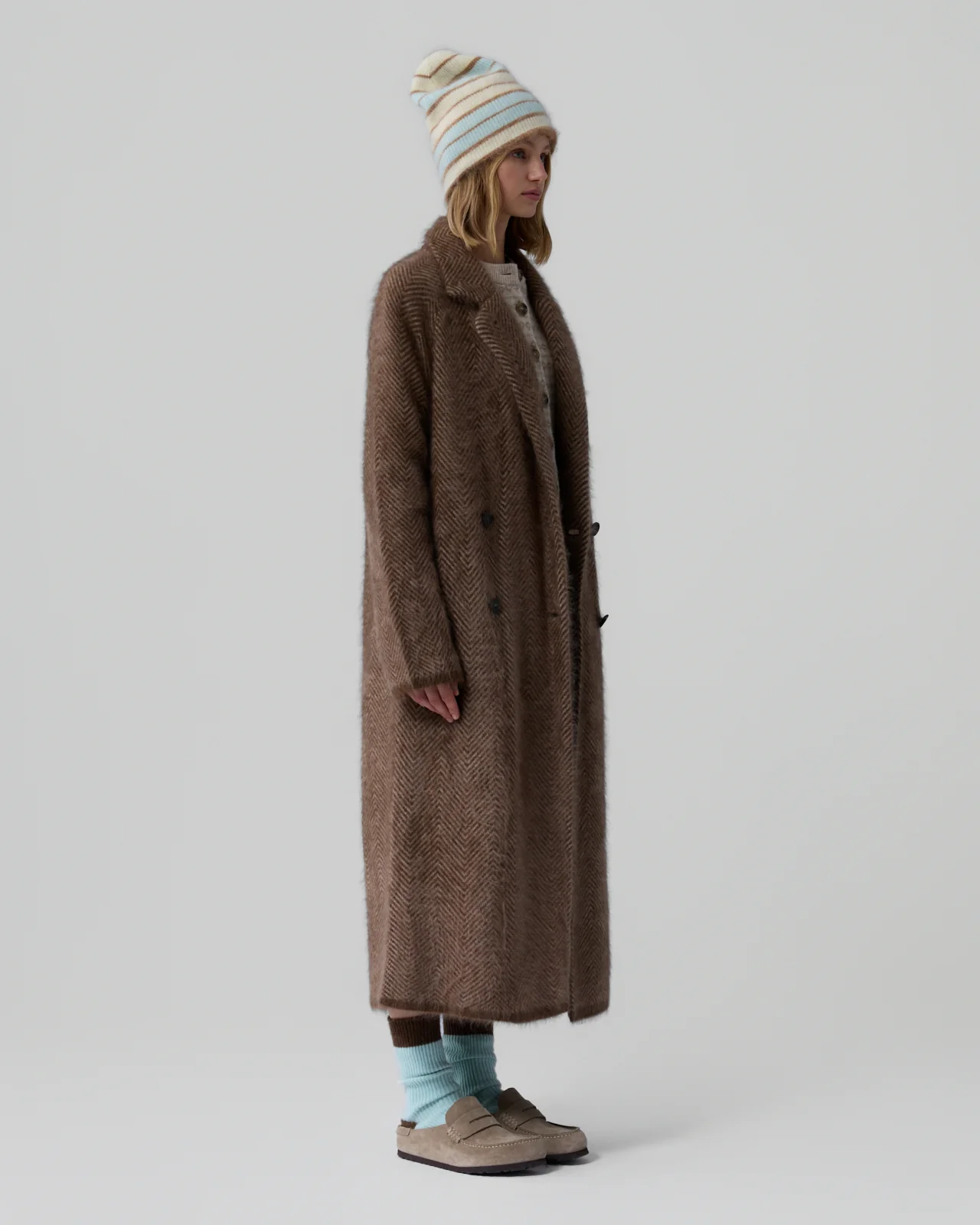 GUEST IN RESIDENCE Grizzly Cashmere Coat in Chestnut/Taupe