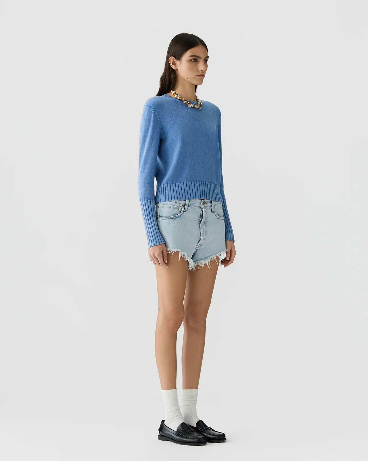 GUEST IN RESIDENCE Shrunken Crew Sweater Sunwash Blue