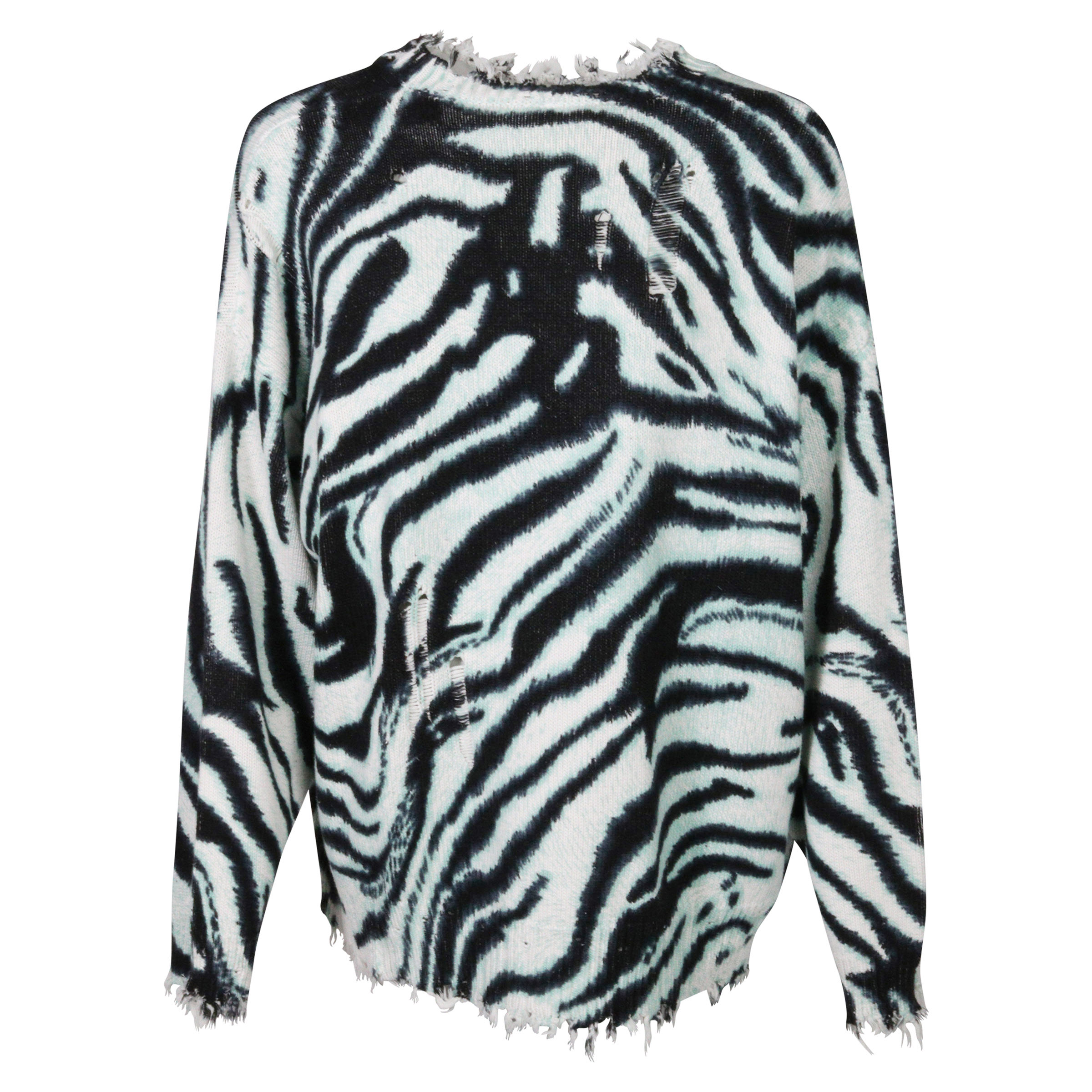 R13 Oversized Knit Sweater Blue Zebra