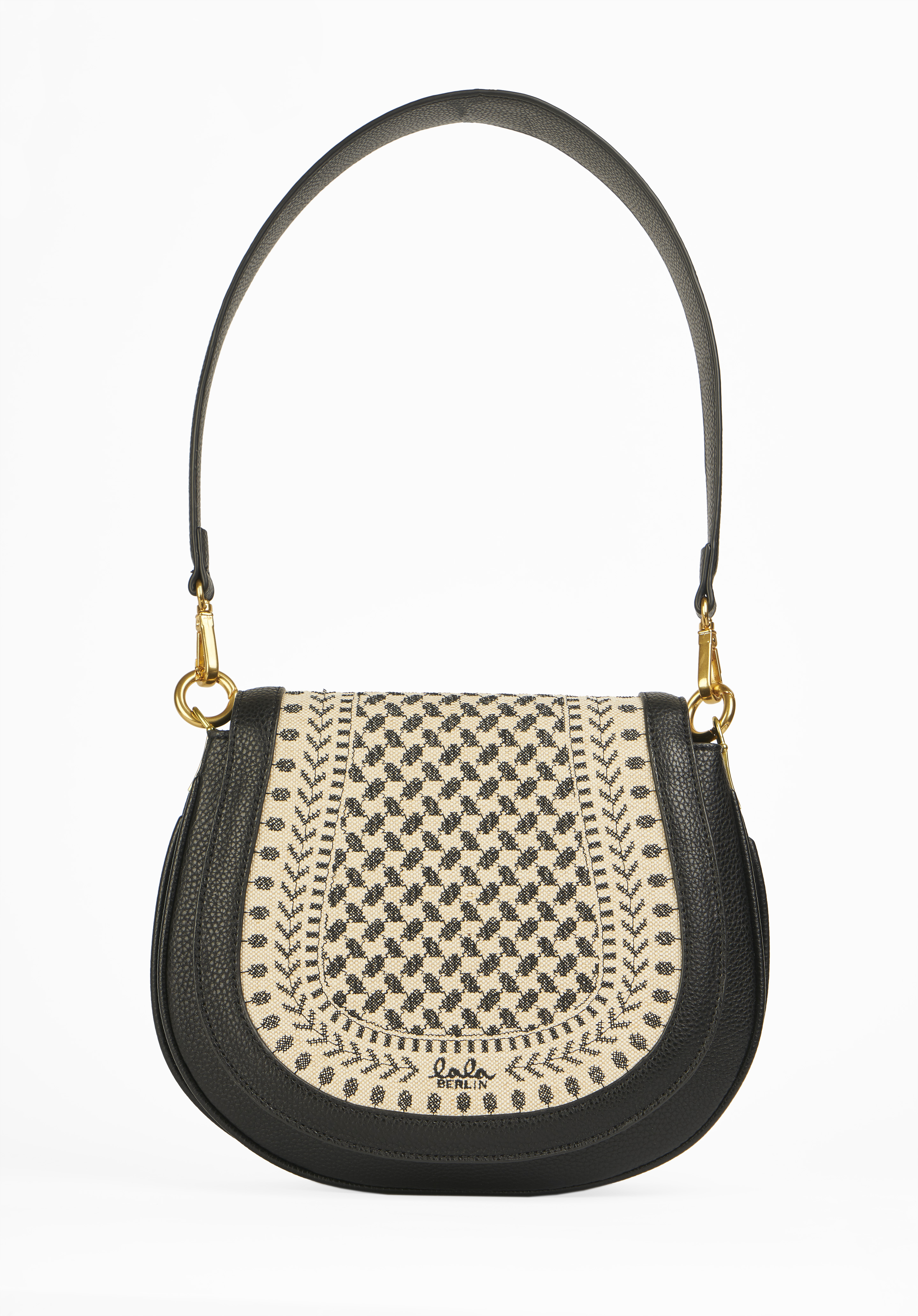 Lala Berlin Carla Crossbody Bag in Round X-Stitch Black