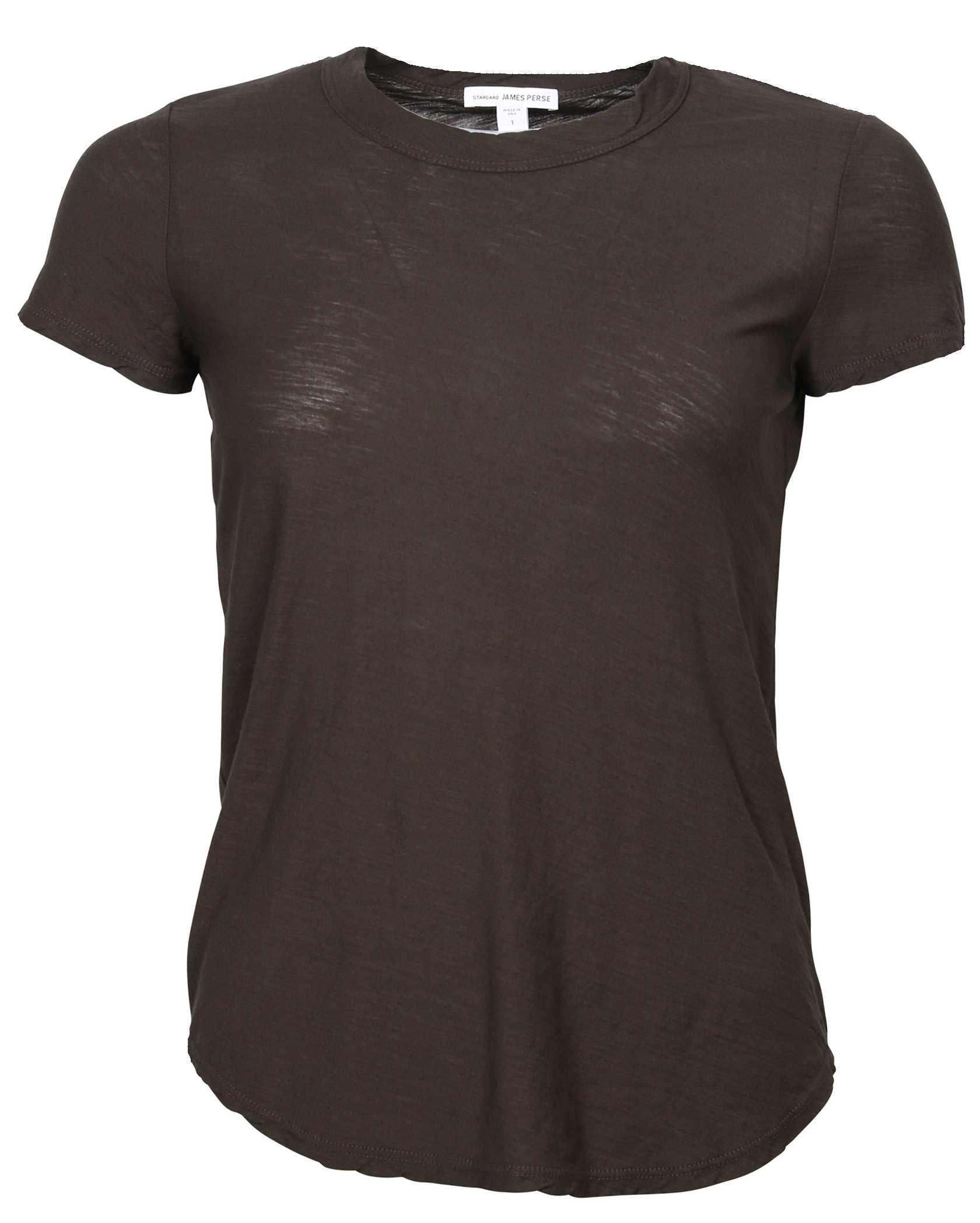 JAMES PERSE Sheer Slub Crew Neck T-Shirt in Carbon 2/M