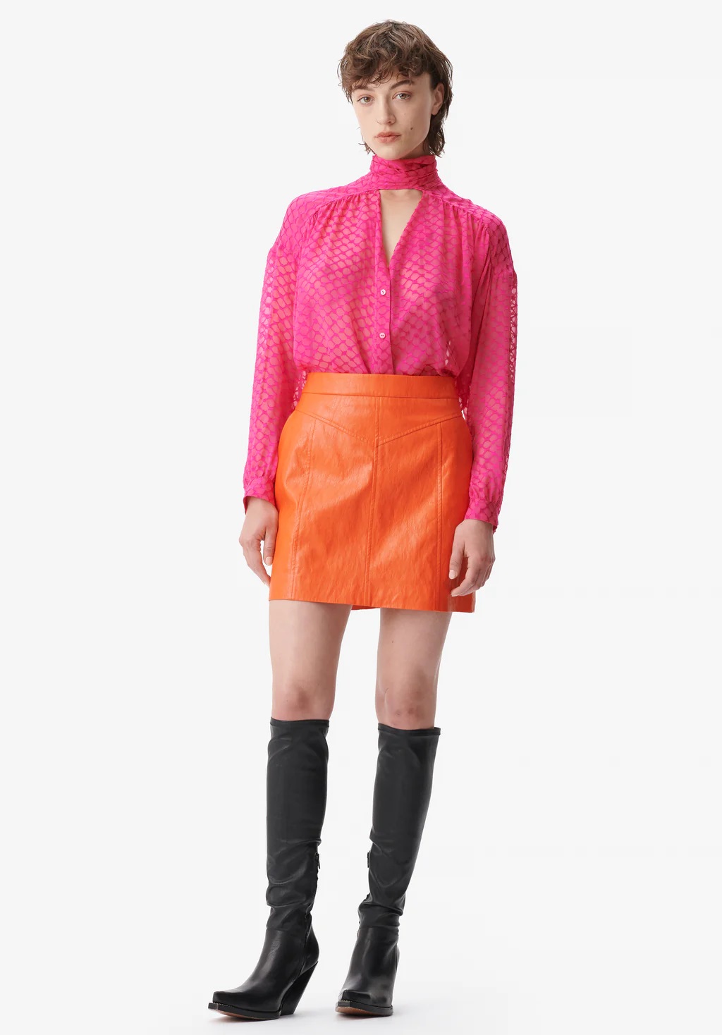 LALA BERLIN Blouse Berina Polka Dot Dragonfruit XS