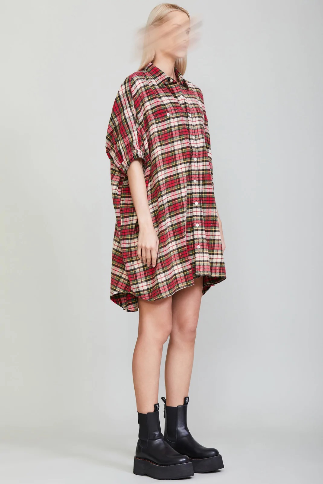R13 Plaid Oversized Dress Multicolor
