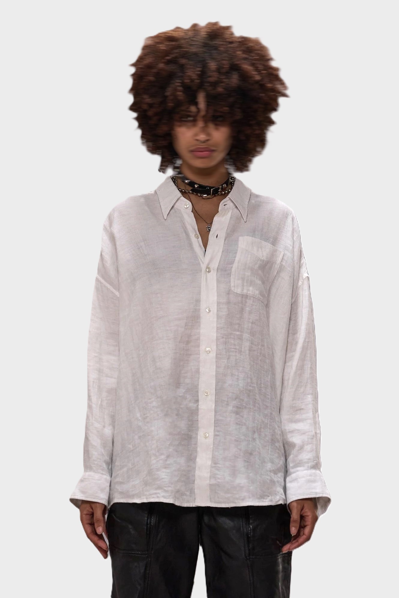 R13 Drop Neck Oversize Shirt in White R13 Drop Neck Oversize Shirt in White