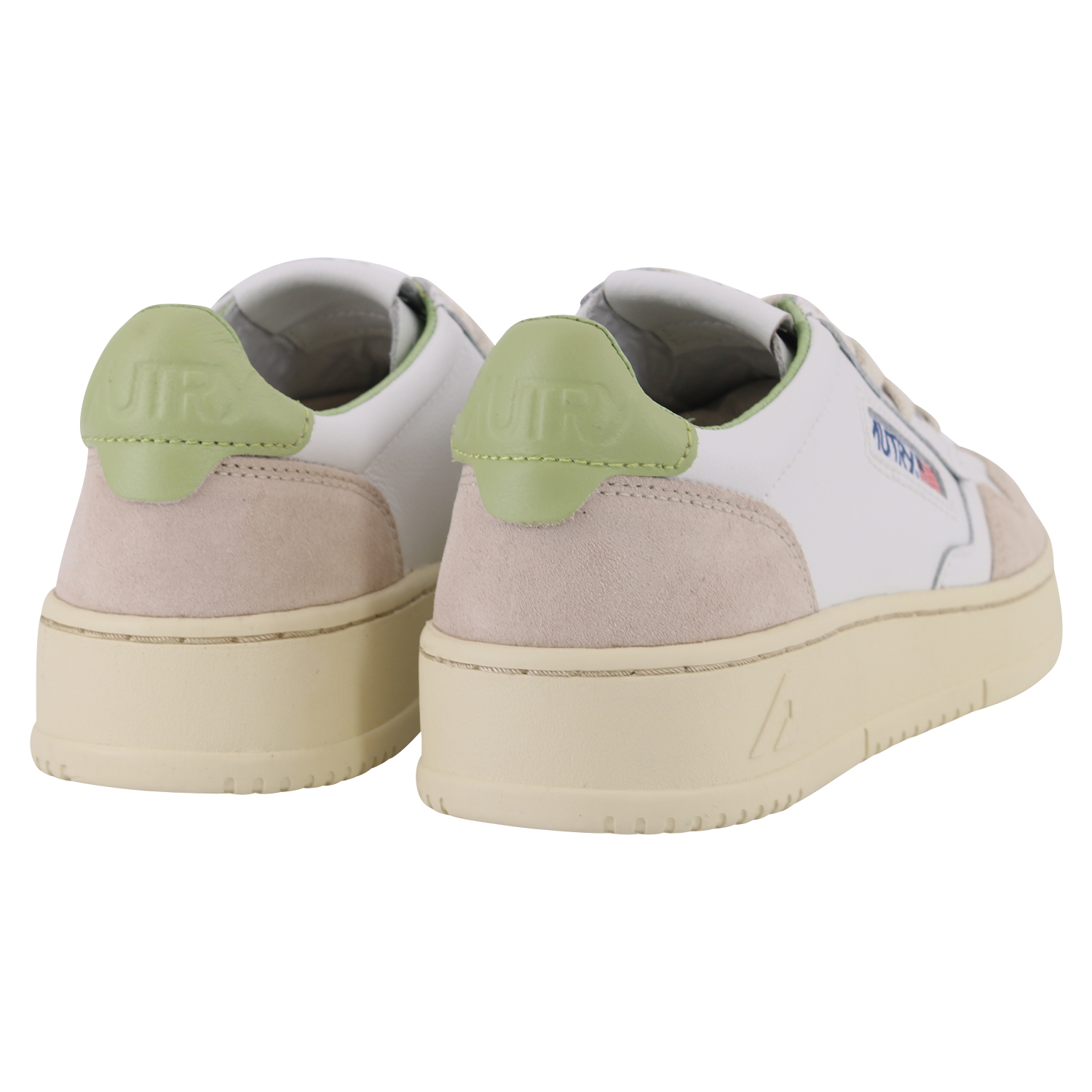 Autry Action Shoes Vintage Suede White/Light Green 39