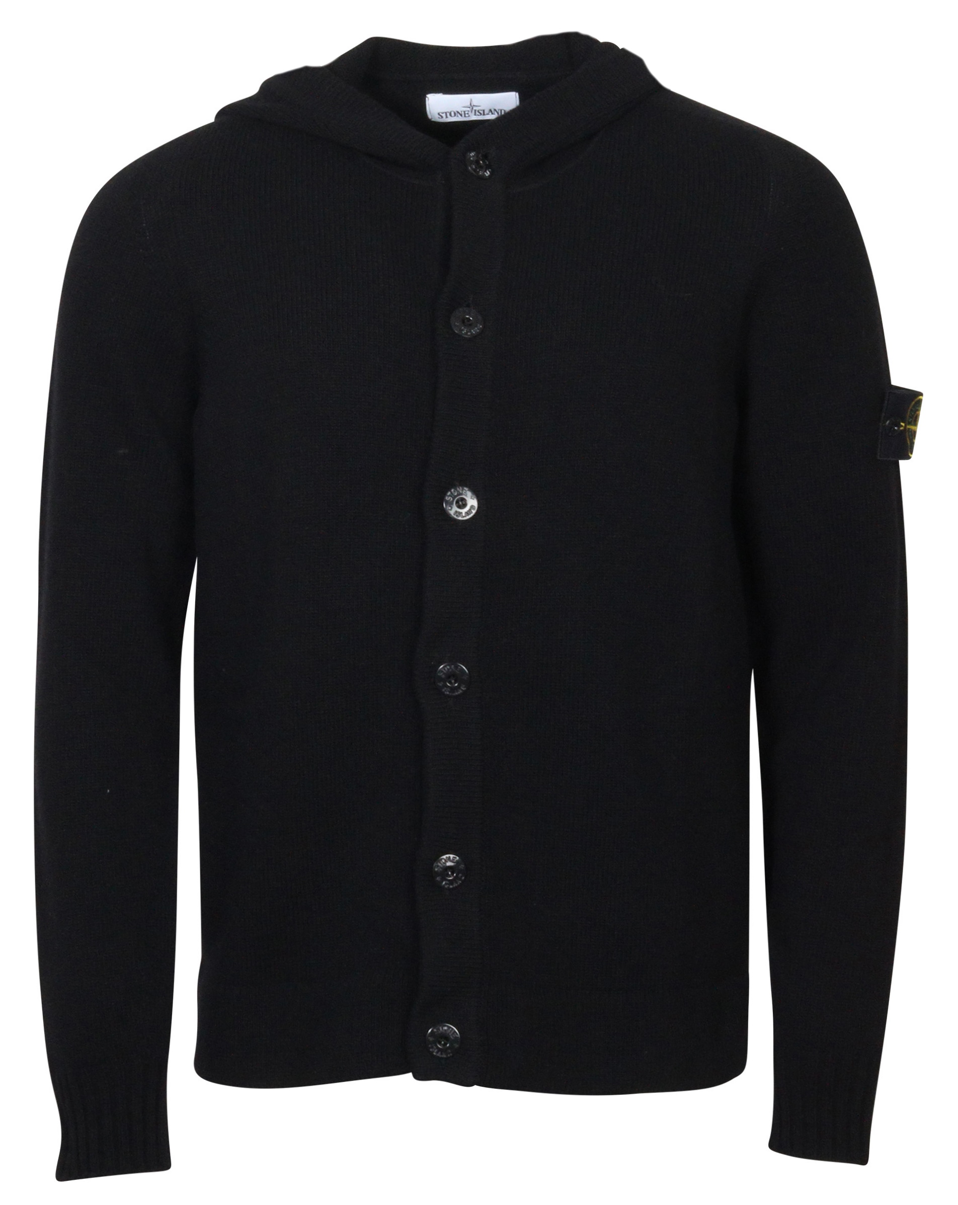 Stone Island Hooded Knit Cardigan Black