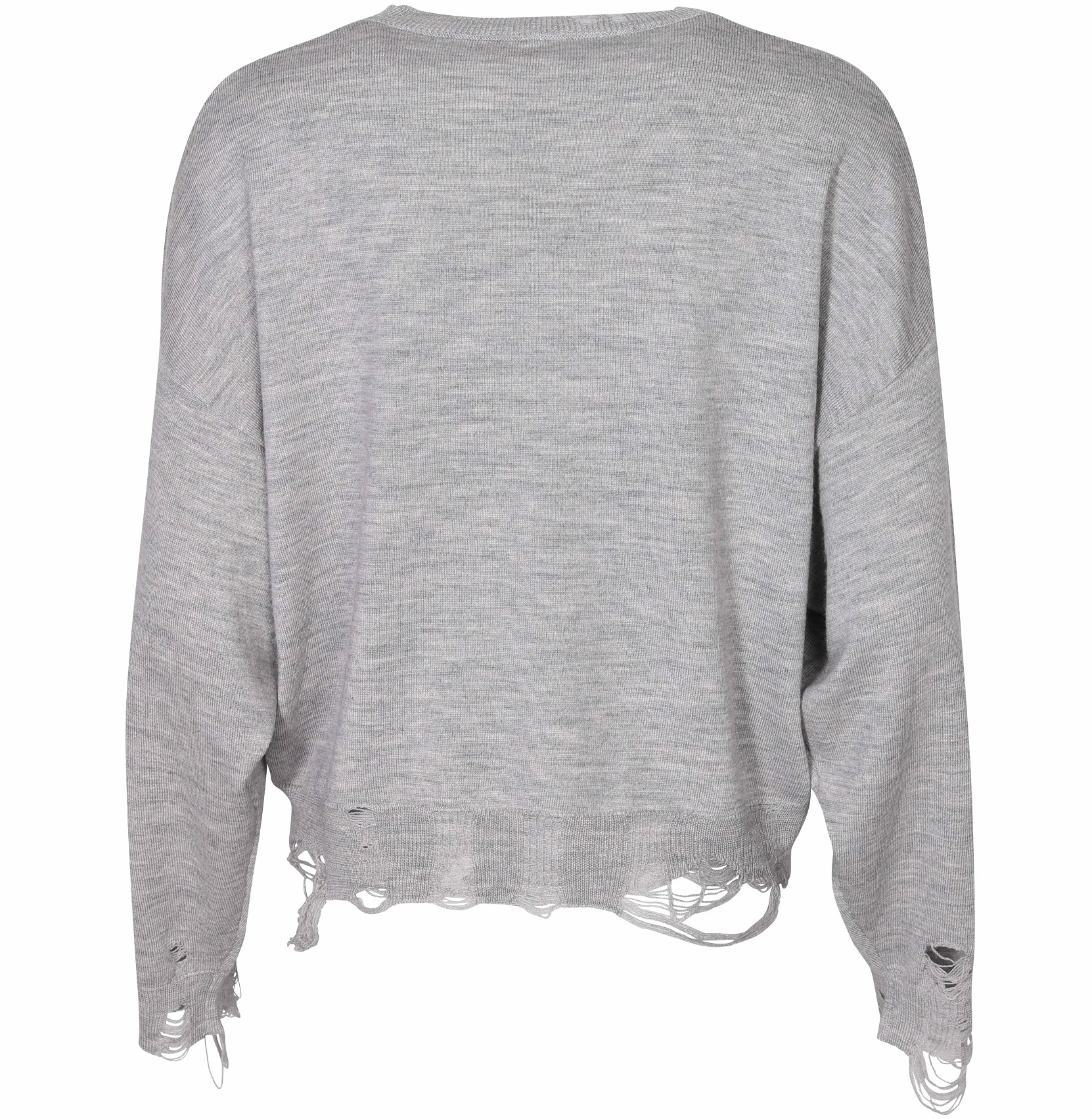 R13 Distressed Cropped Oversize Pullover in Heathergrey M