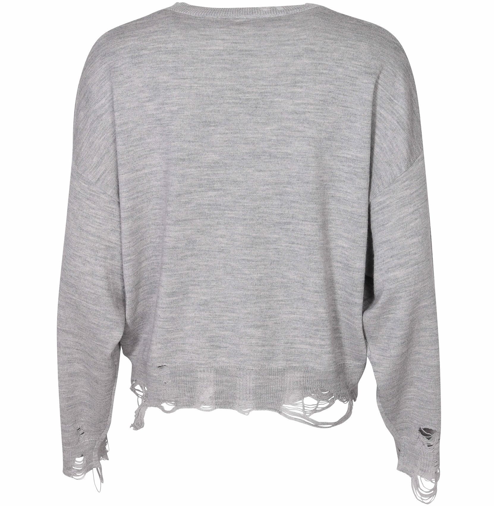 R13 Distressed Cropped Oversize Pullover in Heathergrey XS