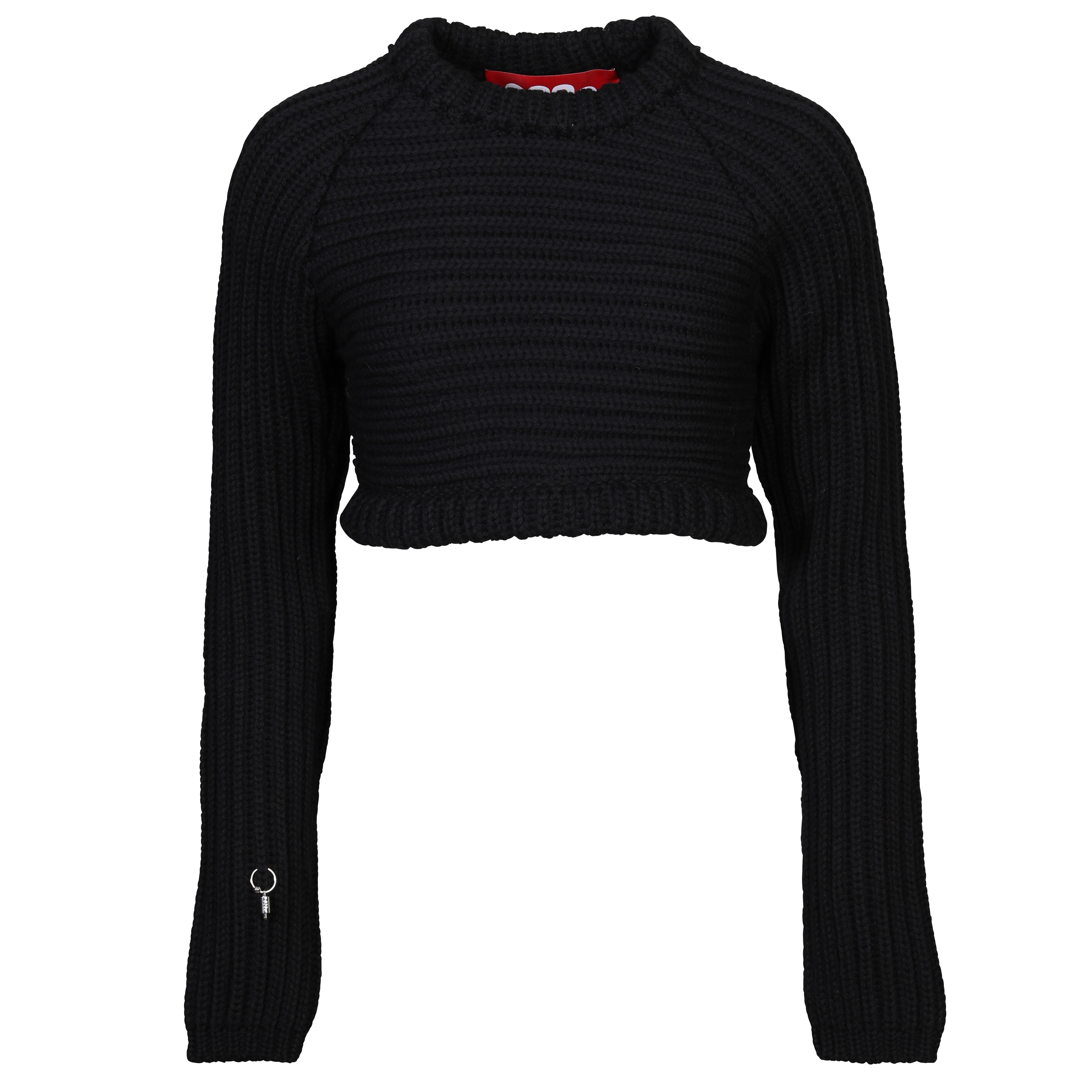 032c Chunky Cropped Knit Pullover in Black