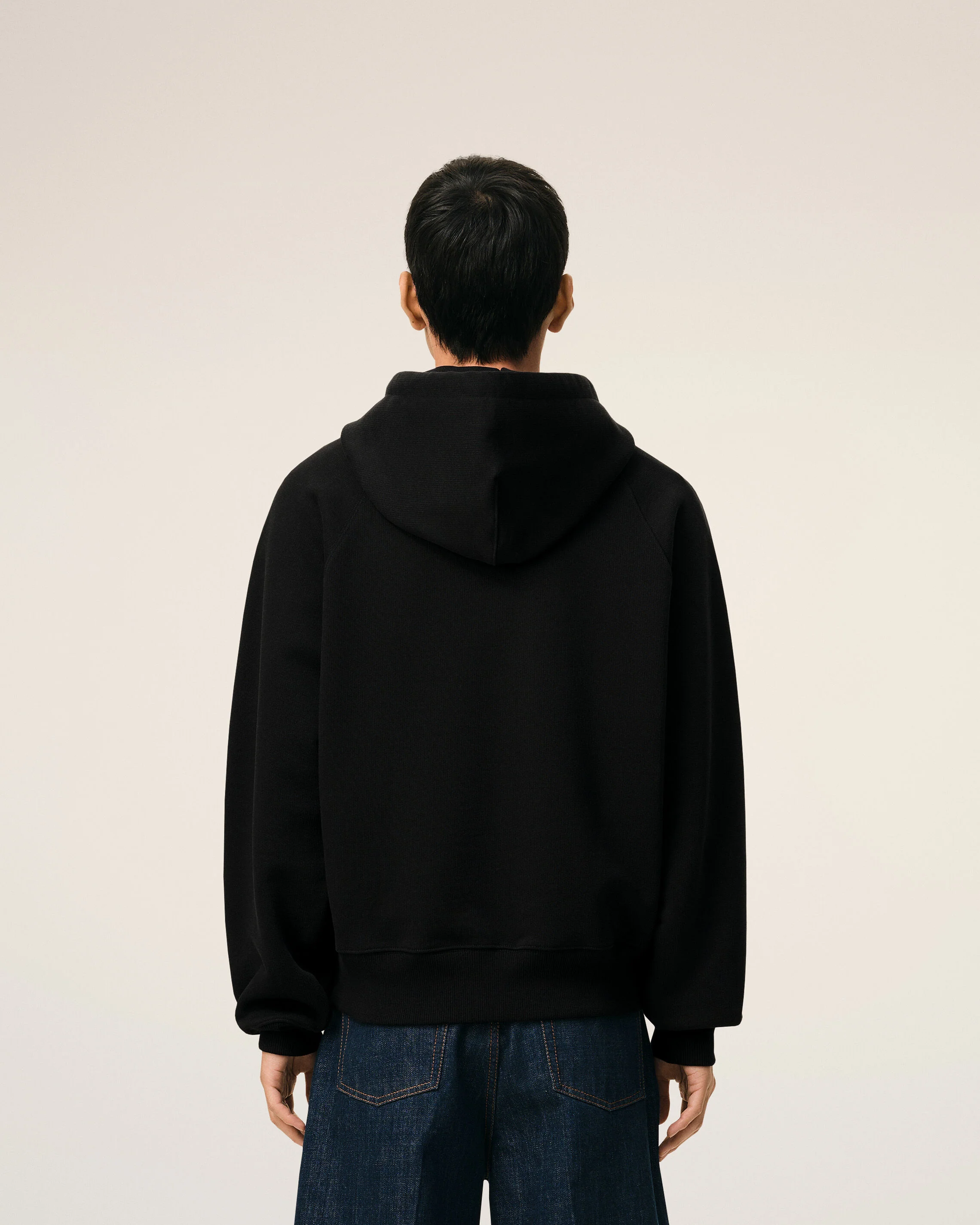 AMI PARIS de Coeur Embossed Zip Hoodie in Black