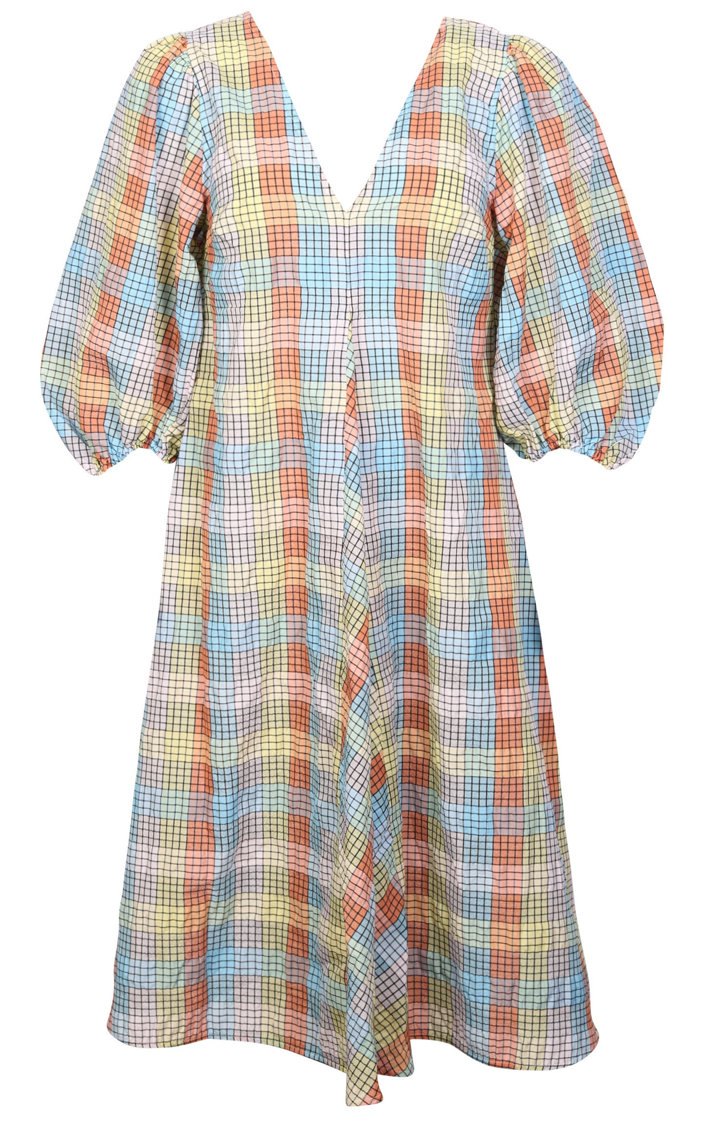 Ganni Dress Seersucker Multicheck