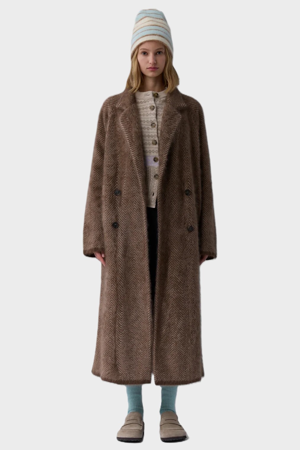GUEST IN RESIDENCE Grizzly Cashmere Coat in Chestnut/Taupe