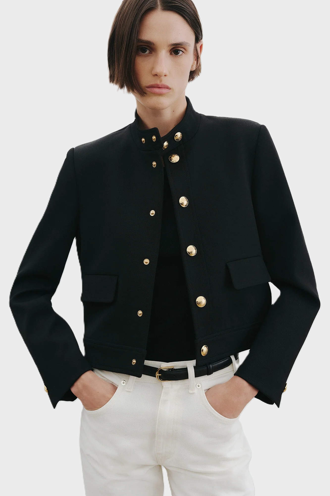 NILI LOTAN Hadley Cropped Wool Jacket in Black