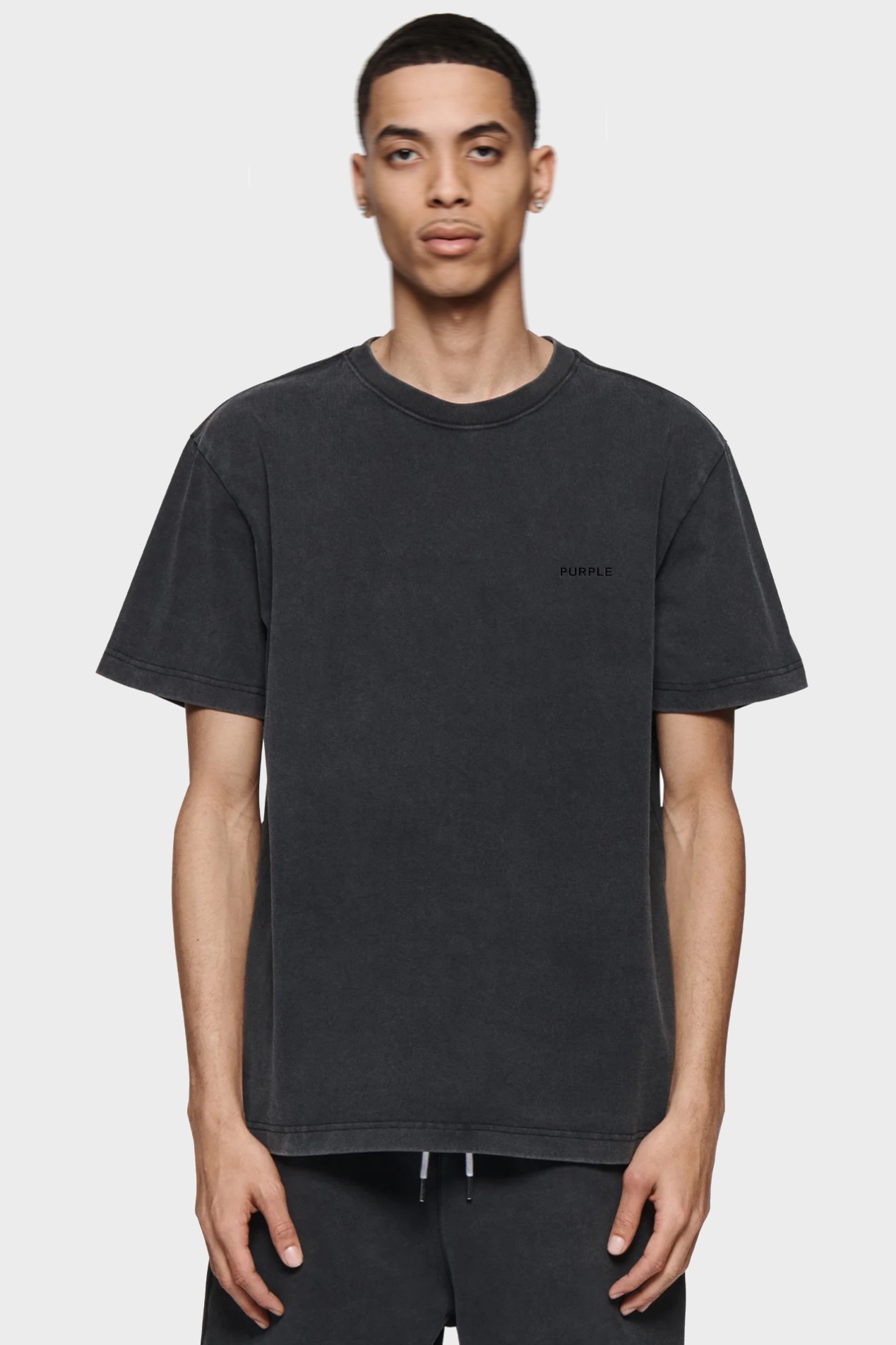 PURPLE-BRAND Heavy Cotton Logo T-Shirt in Washed Black