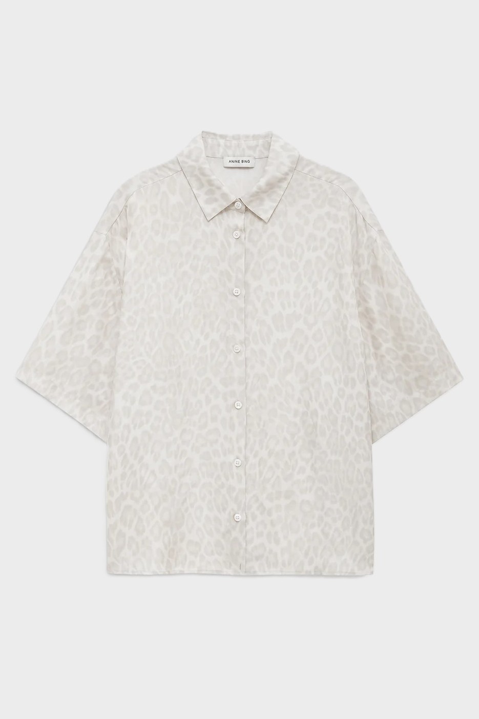 ANINE BING Coco Shirt in Washed White Leopard