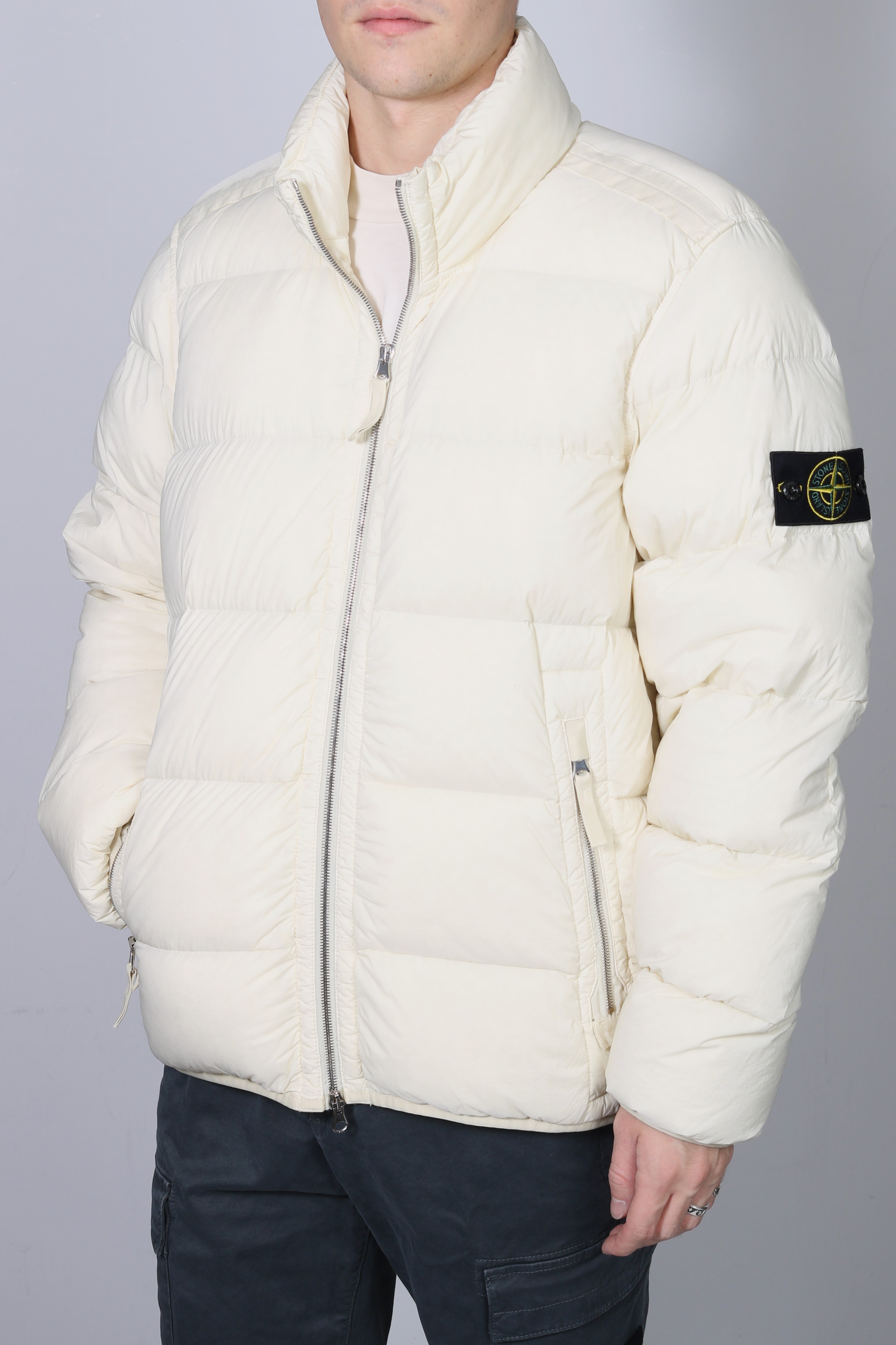 STONE ISLAND Down Jacket in Cream