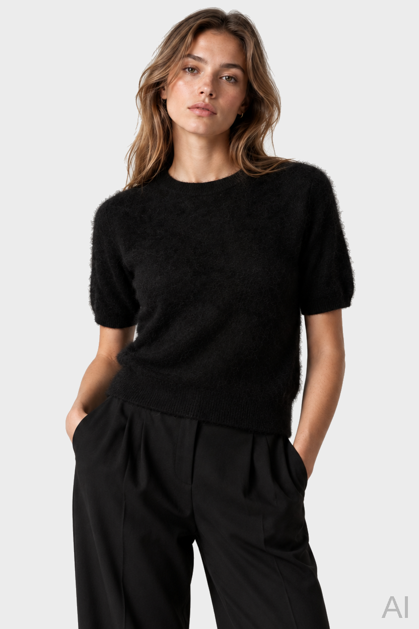 ABSOLUT CASHMERE Brushed Cashmere T-Shirt in Black