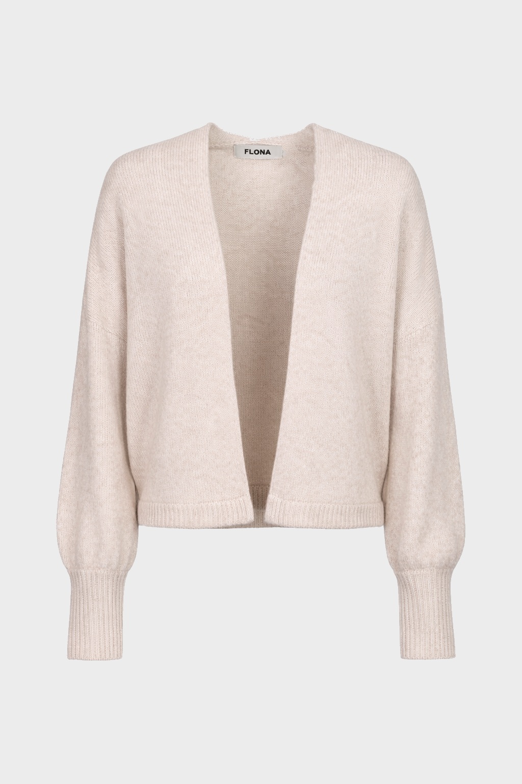 FLONA Cashmere Boxy Fit Cardigan in Light Beige Melange