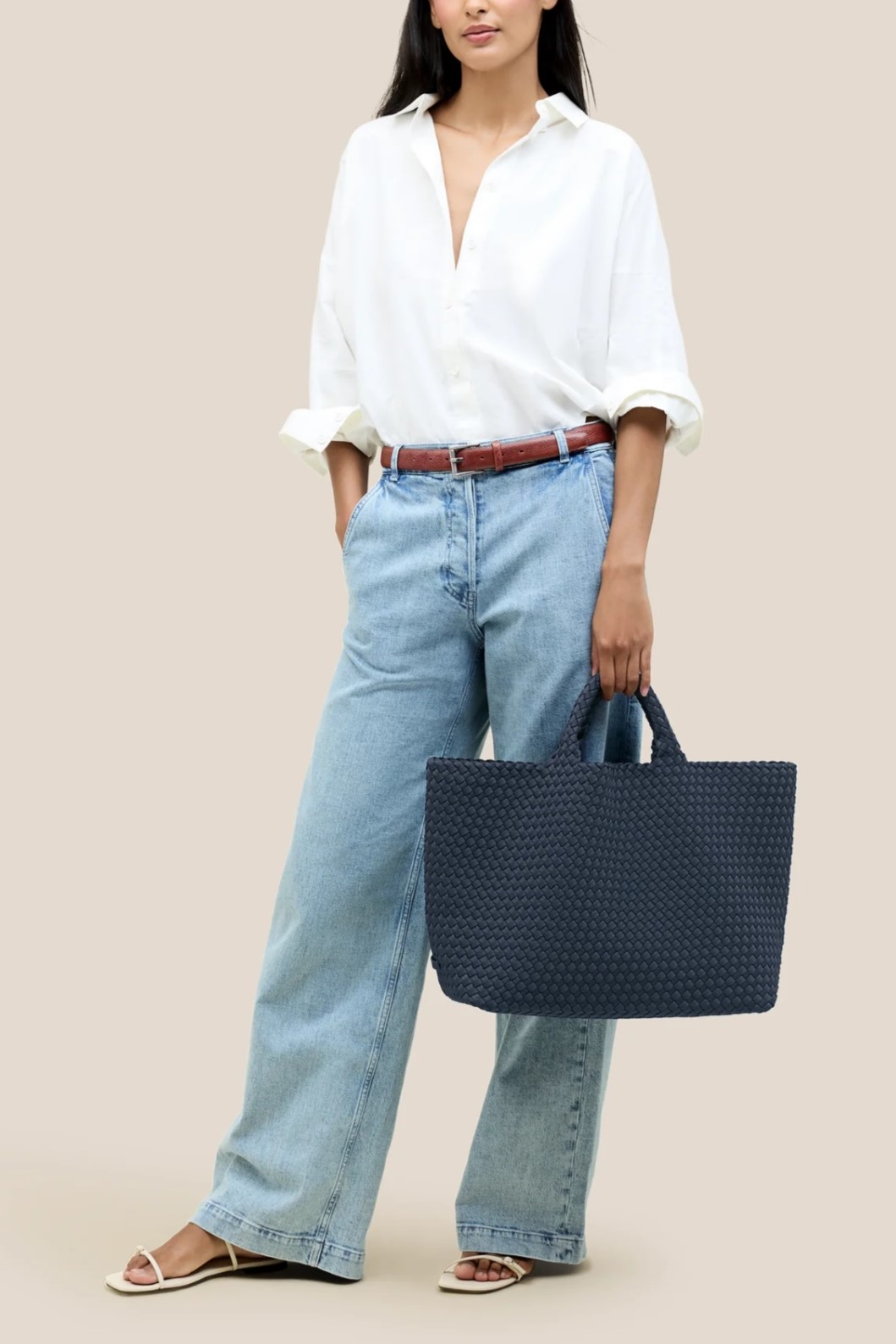 NAGHEDI Handwoven Large Tote St. Barth in Murano Blue