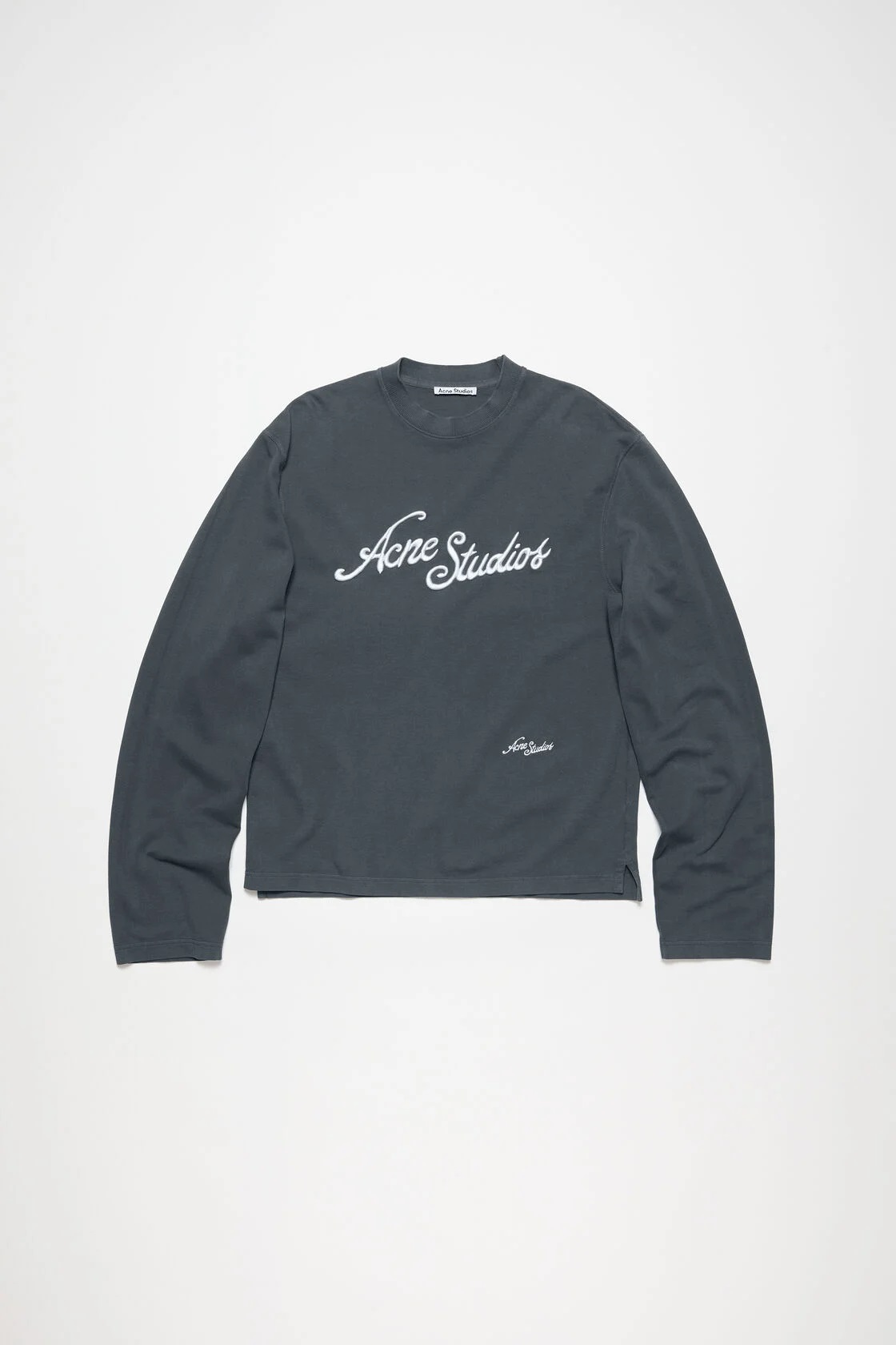 ACNE STUDIOS Pique Logo Longsleeve in Faded Grey ACNE STUDIOS Pique Logo Longsleeve in Faded Grey