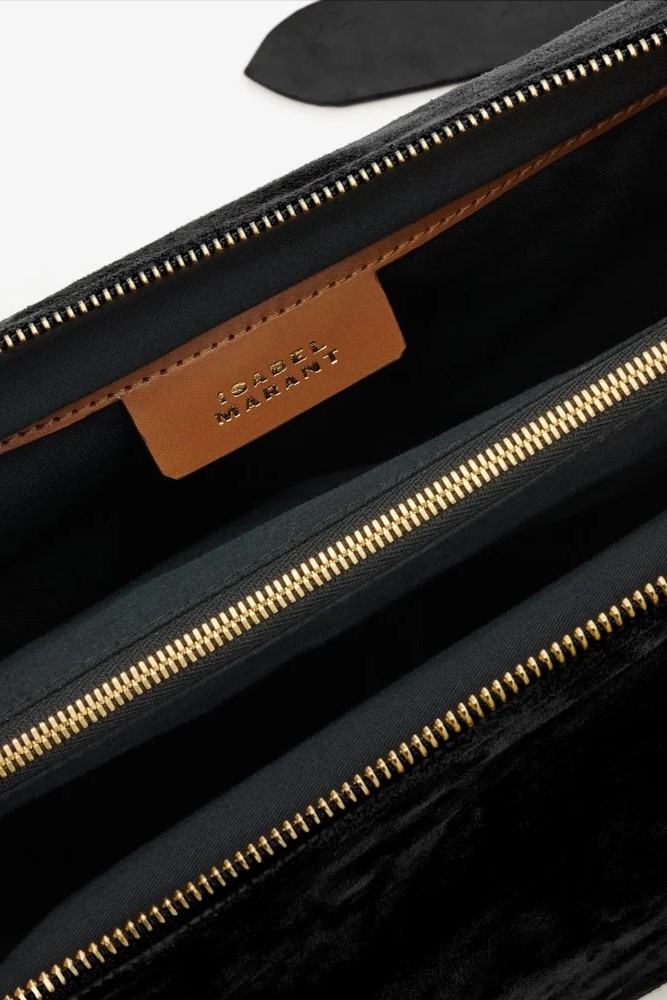 ISABEL MARANT Leyden Shoulder Bag in Black Velvet