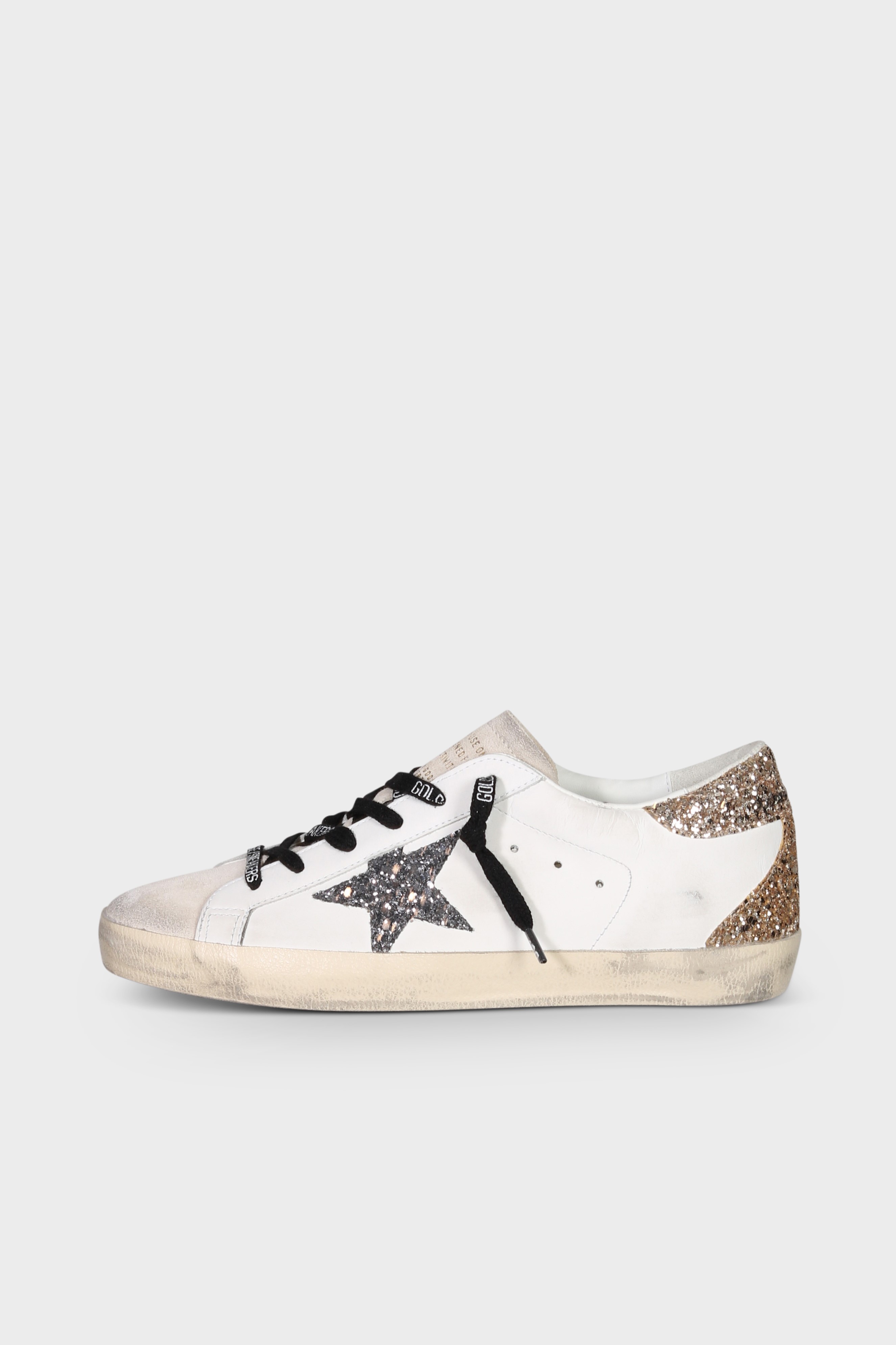GOLDEN GOOSE Super-Star Glitter Star in Optic White/Seedpearl