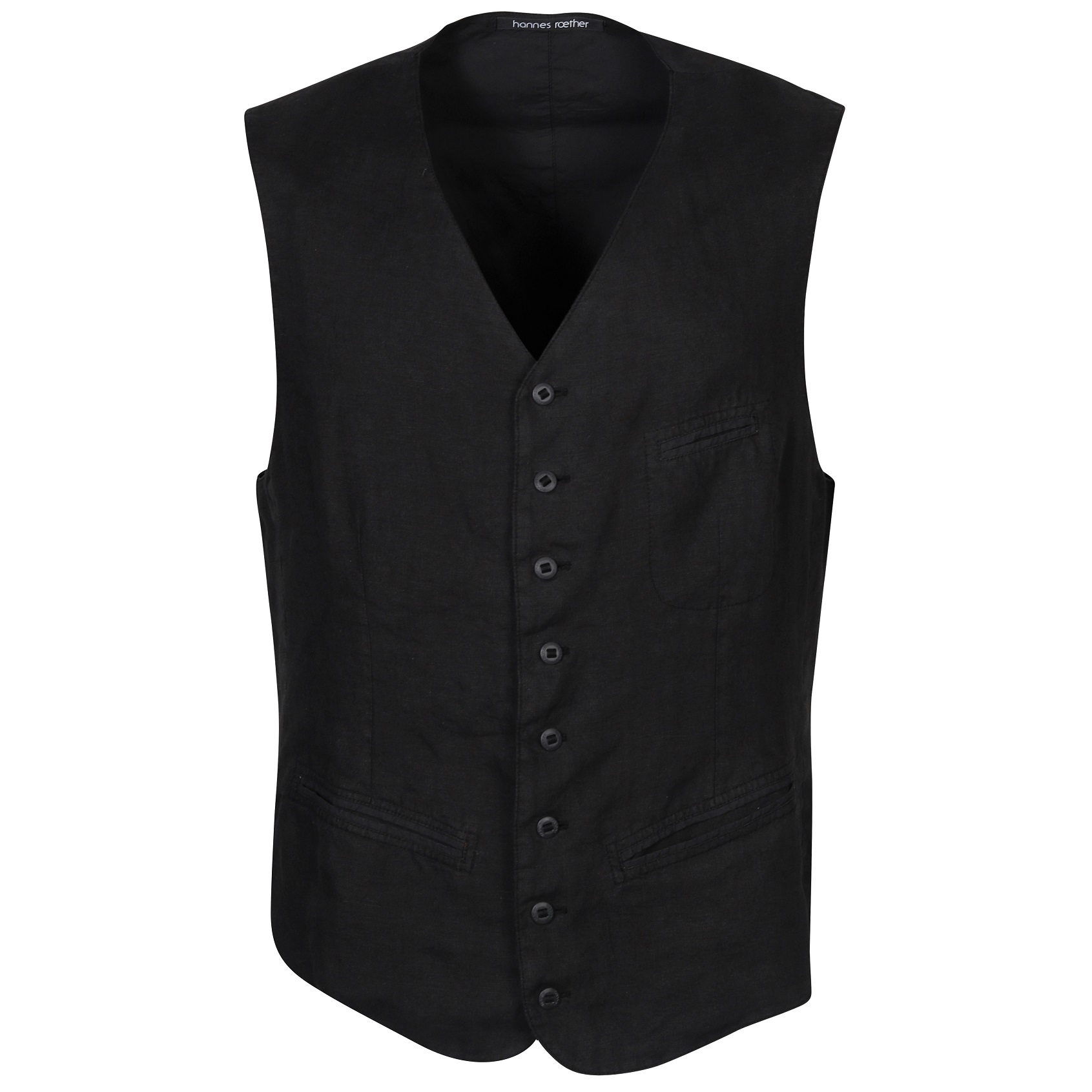 HANNES ROETHER Linen Vest in Black XL