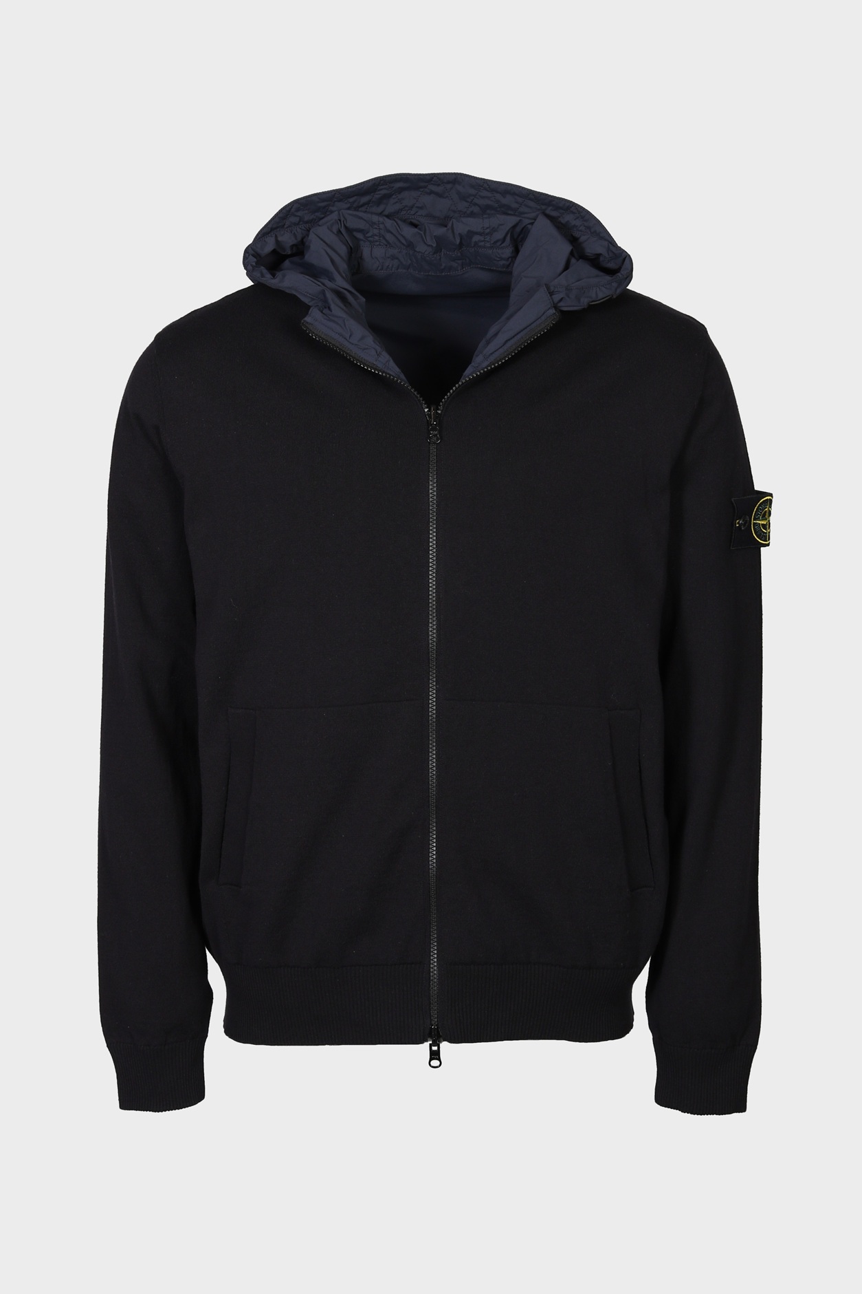 STONE ISLAND Reversible Cotton Knit Nylon Jacket in Black/Navy