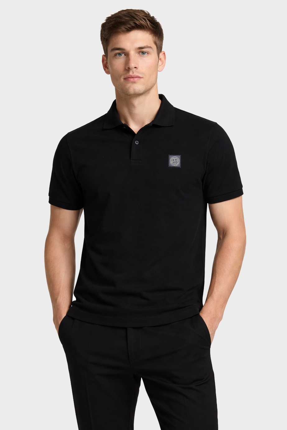 STONE ISLAND Regular Fit Polo Shirt in Black