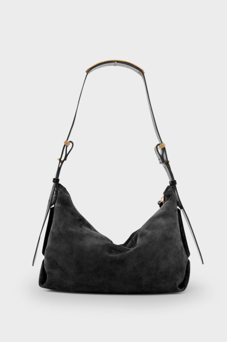 ISABEL MARANT Leyden Shoulder Bag in Black Velvet