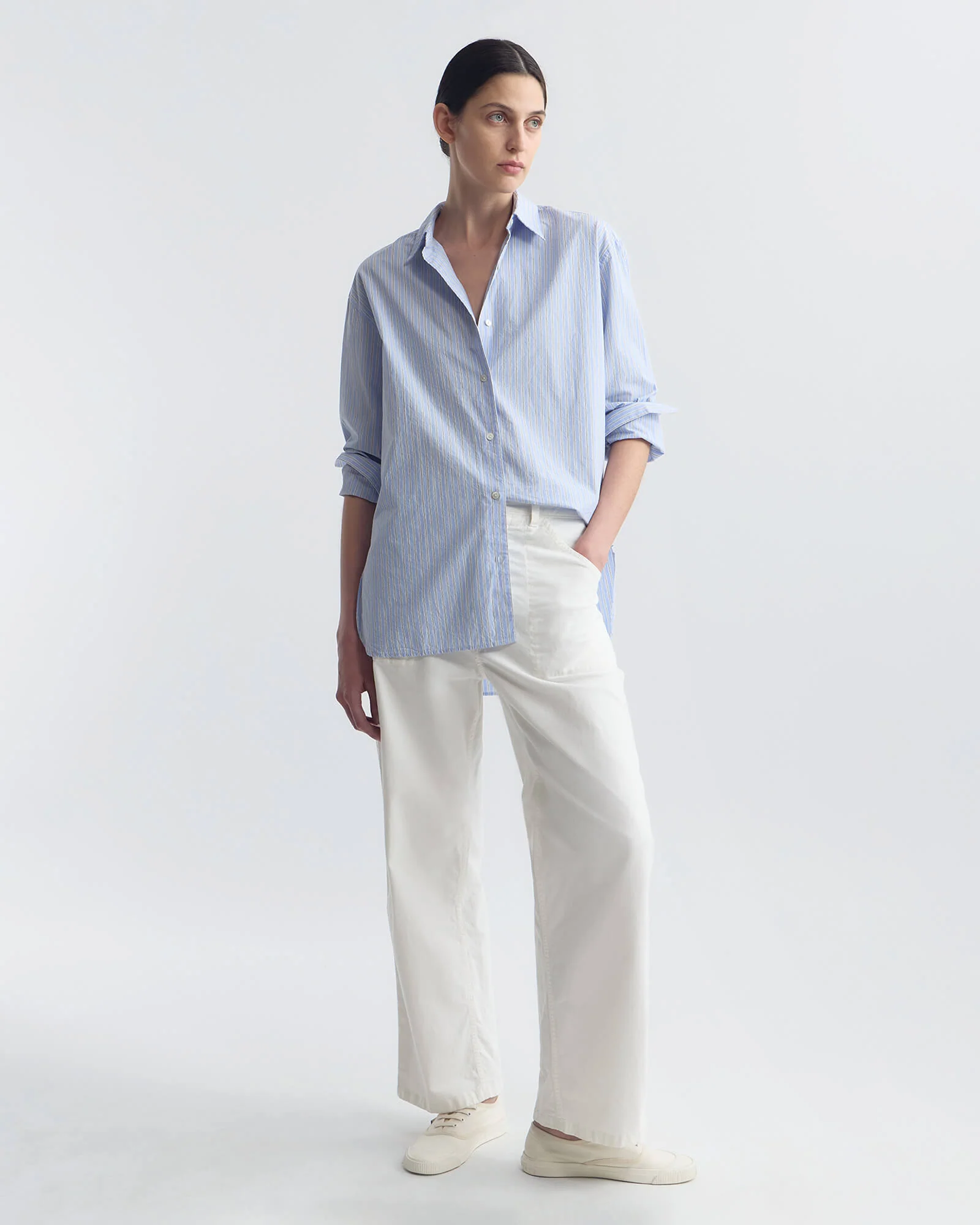 NILI LOTAN Striped Yorke Shirt Light Blue