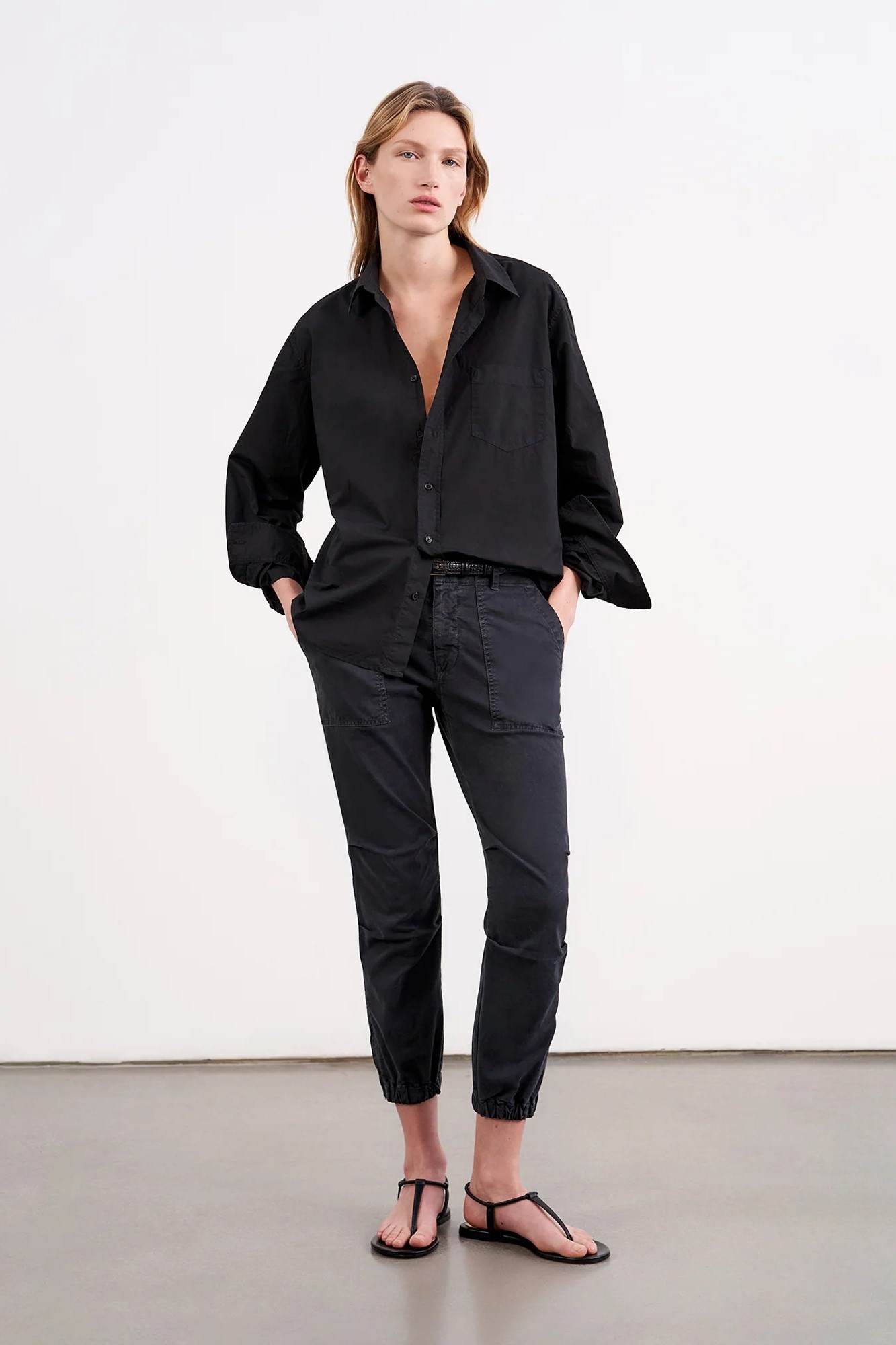 NILI LOTAN Cropped Military Pant in Carbon 0/XS