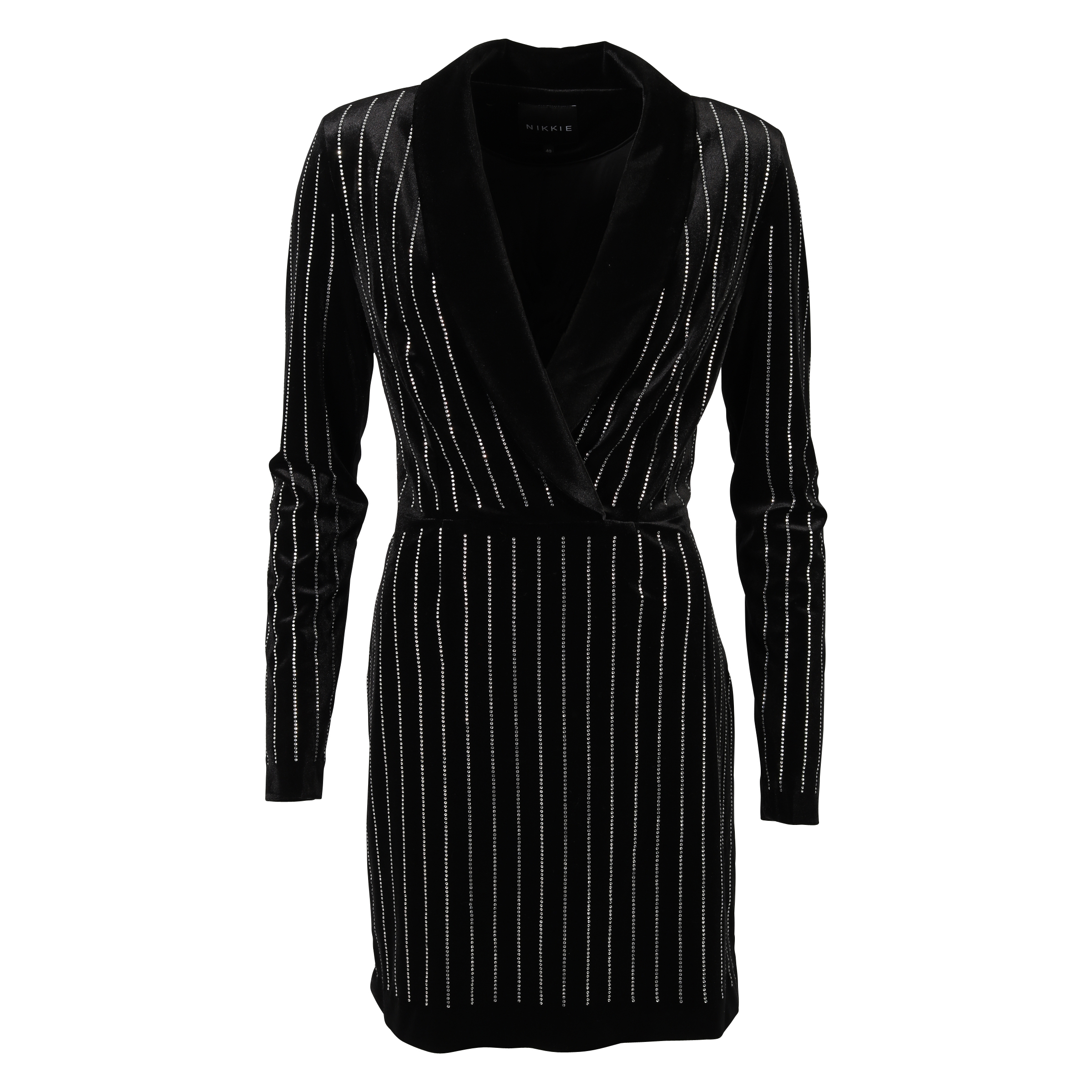 Nikkie Kleid Samt Strass schwarz