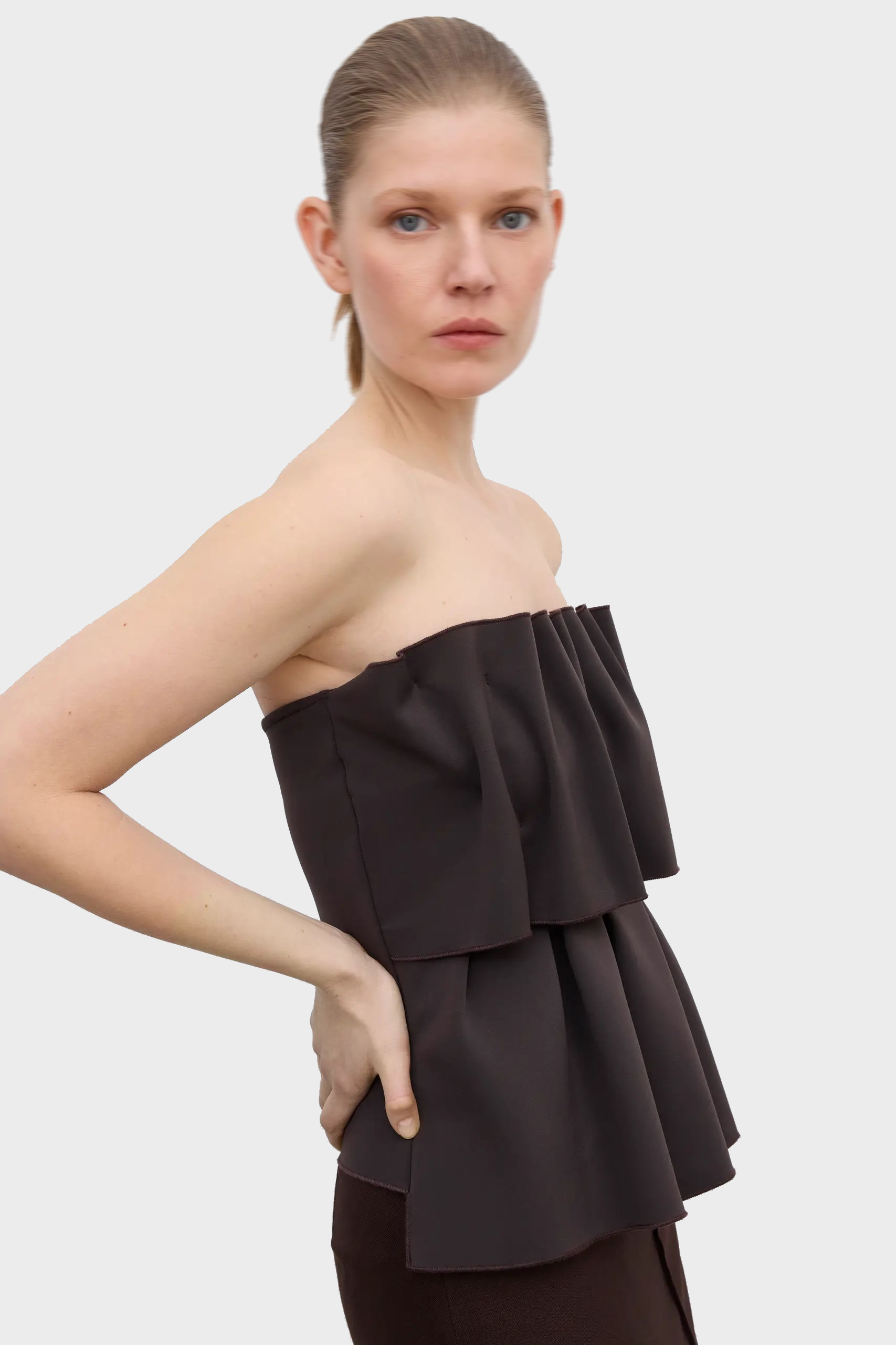 DAGMAR Sculpted Tube Top in Chocolate Brown