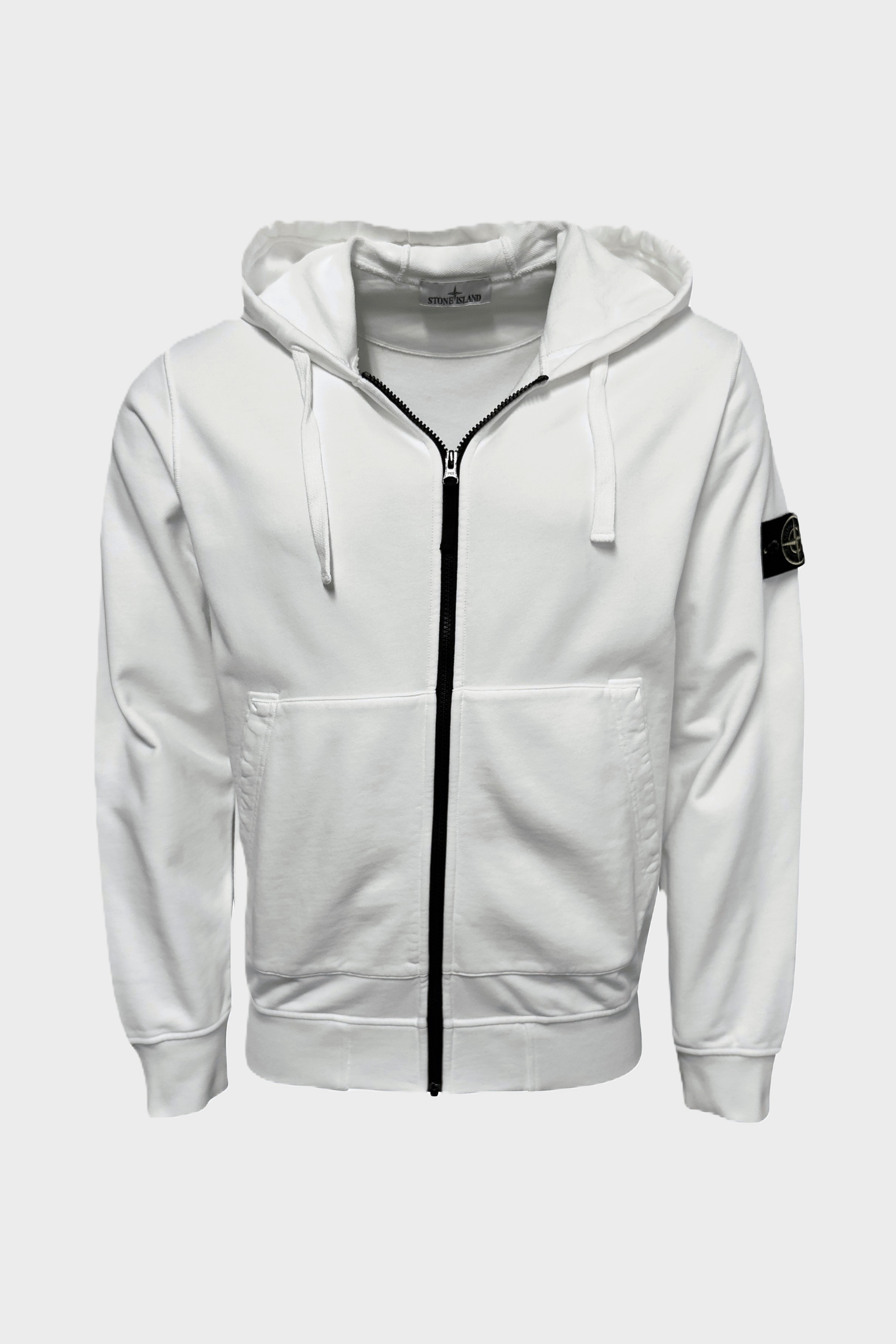STONE ISLAND Zip Hoodie in White
