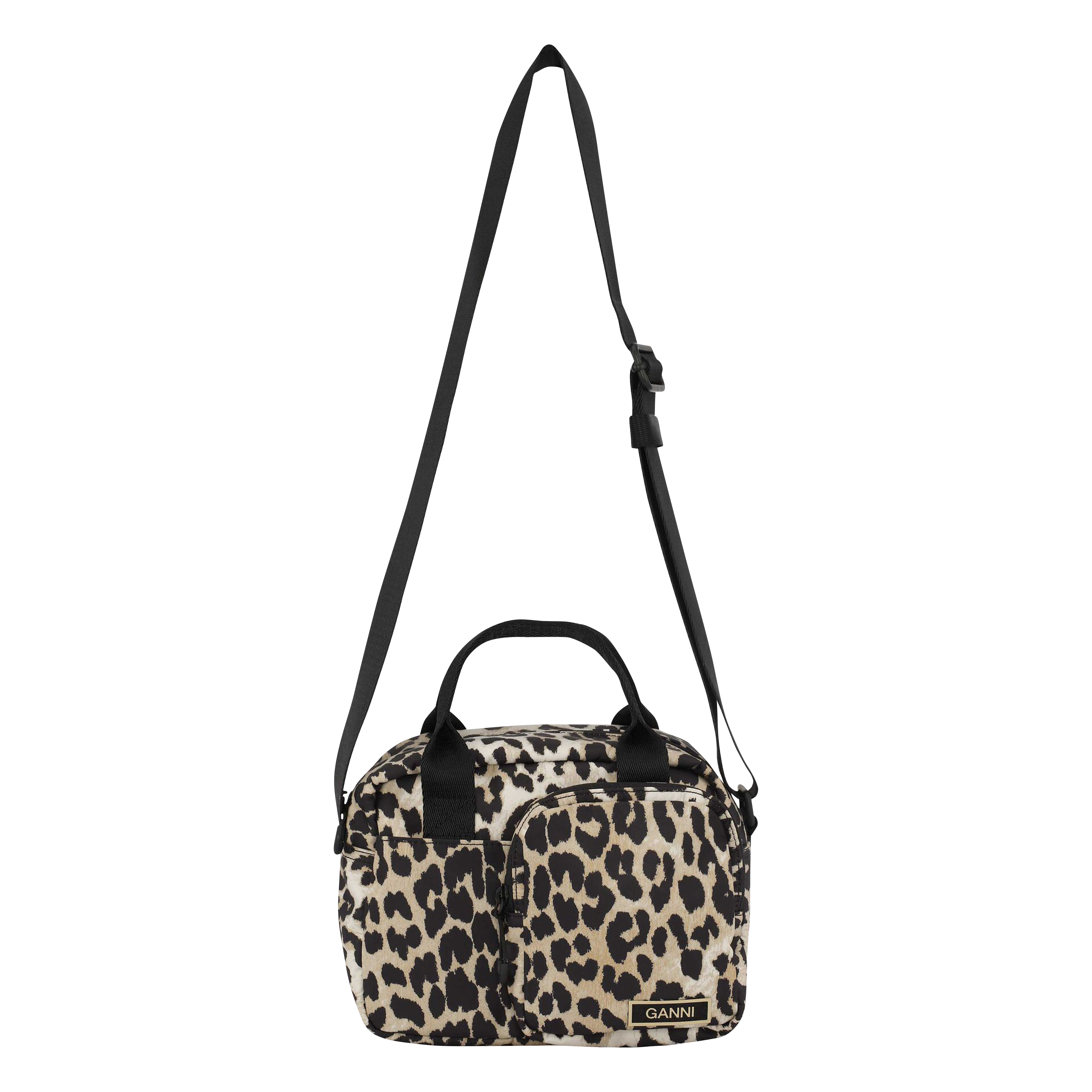Ganni Recycled Tech Festival Bag in Leopard