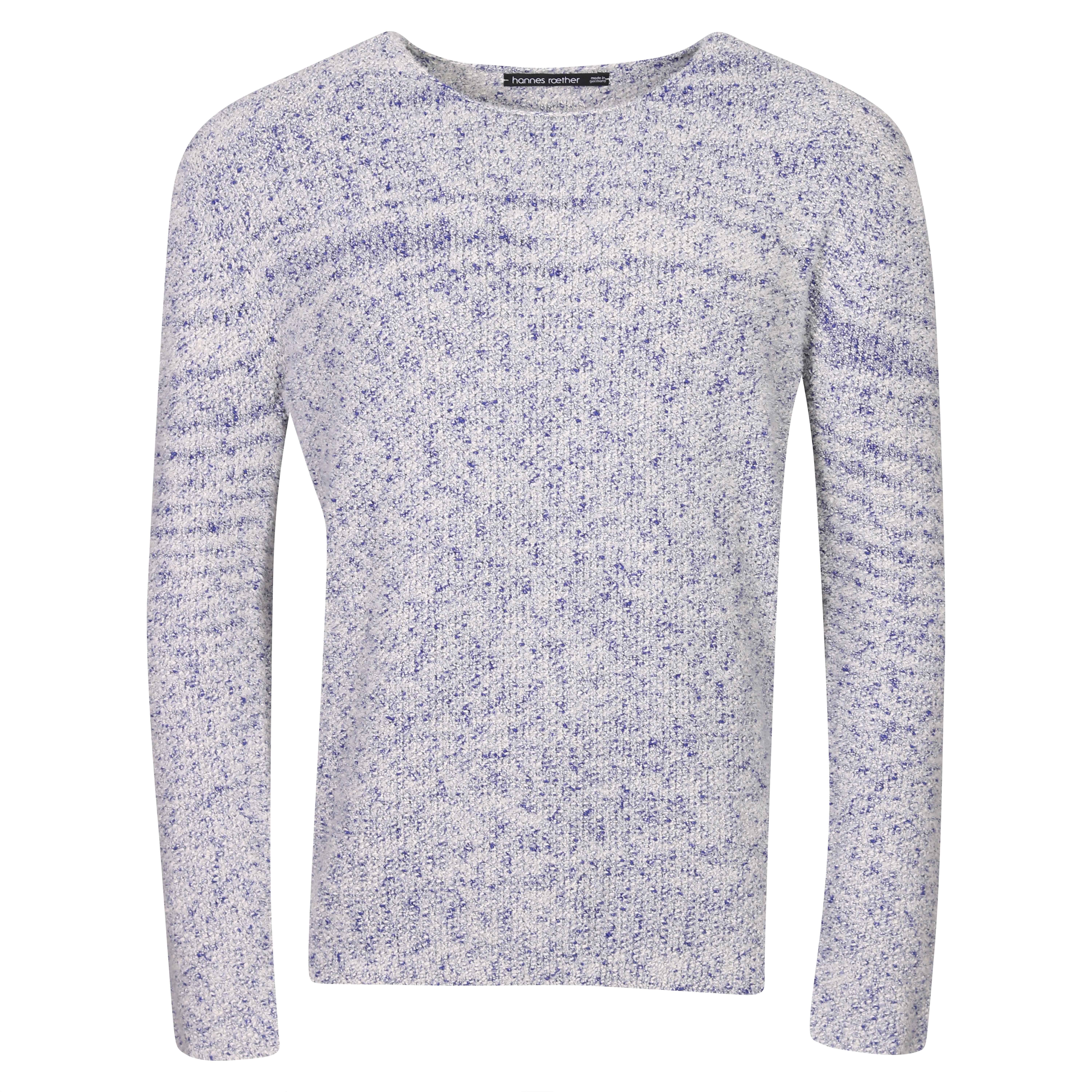 Hannes Roether Cotton Sweater in White/Blue