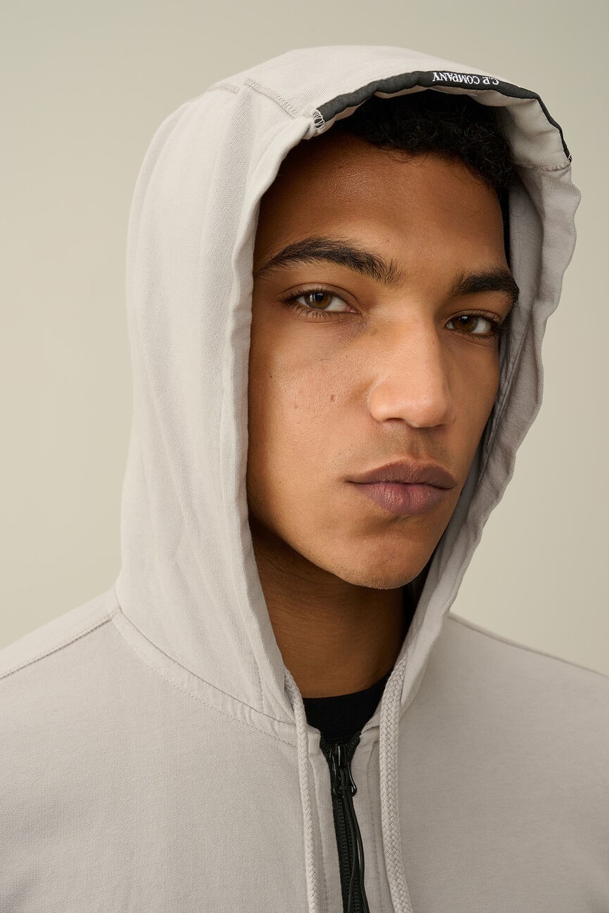 C.P. COMPANY Hooded Zip Jacket in Drizzle Grey XXL