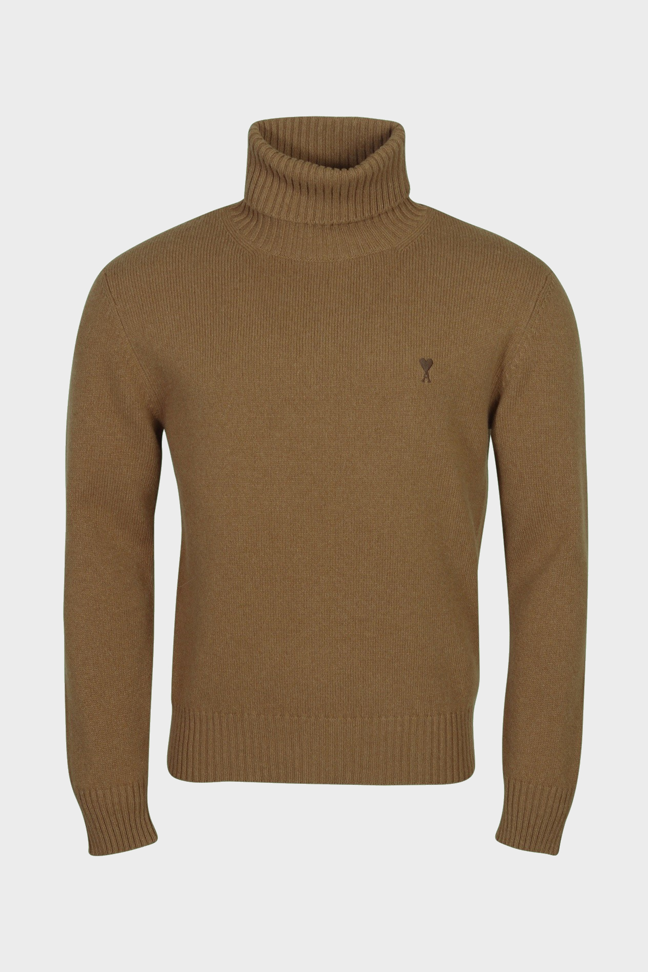 AMI PARIS de Coeur Turtle Neck Cashmere Pullover in Hazelnut