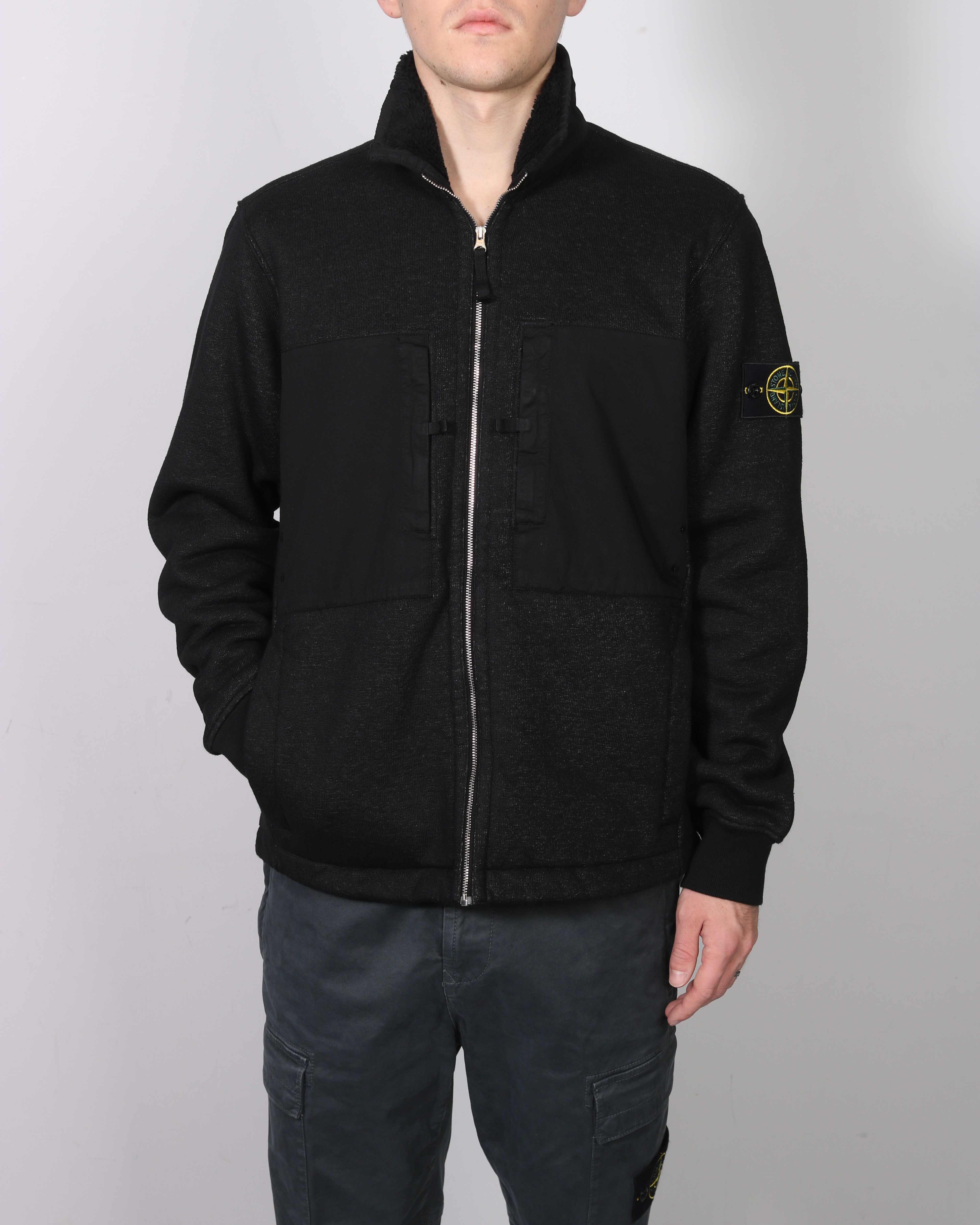 STONE ISLAND Zip Sweat Jacket in Black