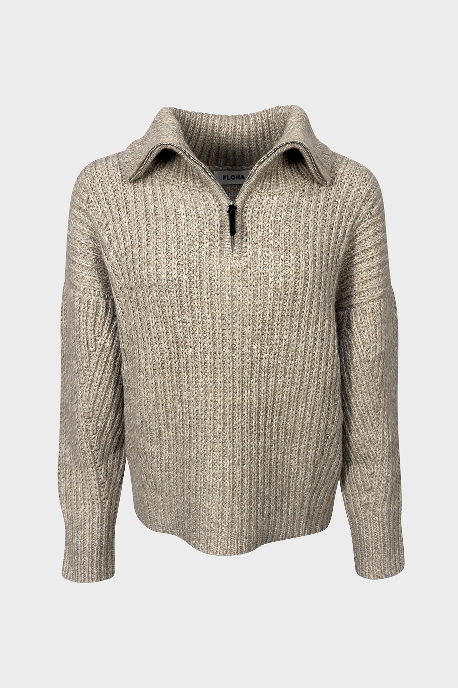FLONA Cashmere Half Zip Sweater Beige Melange