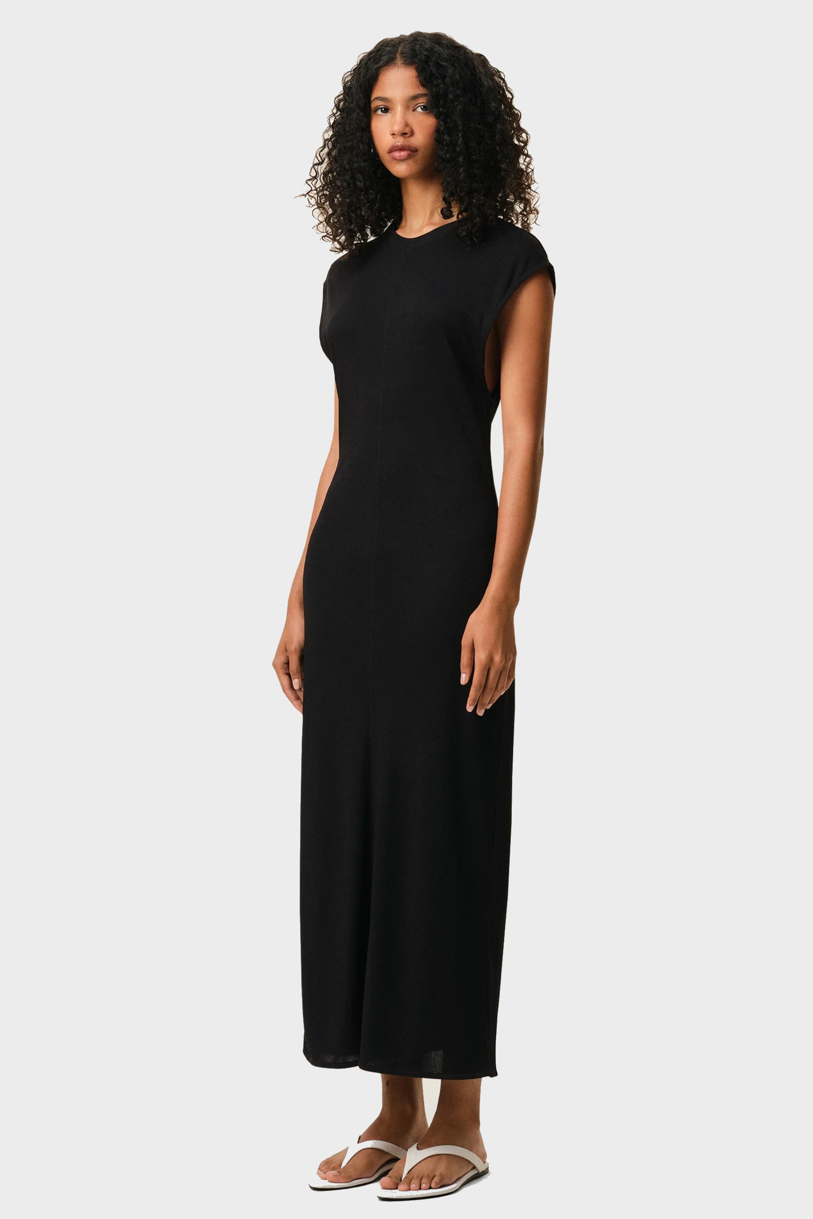 AMI PARIS Viscose Fitted Long Dress in Black L